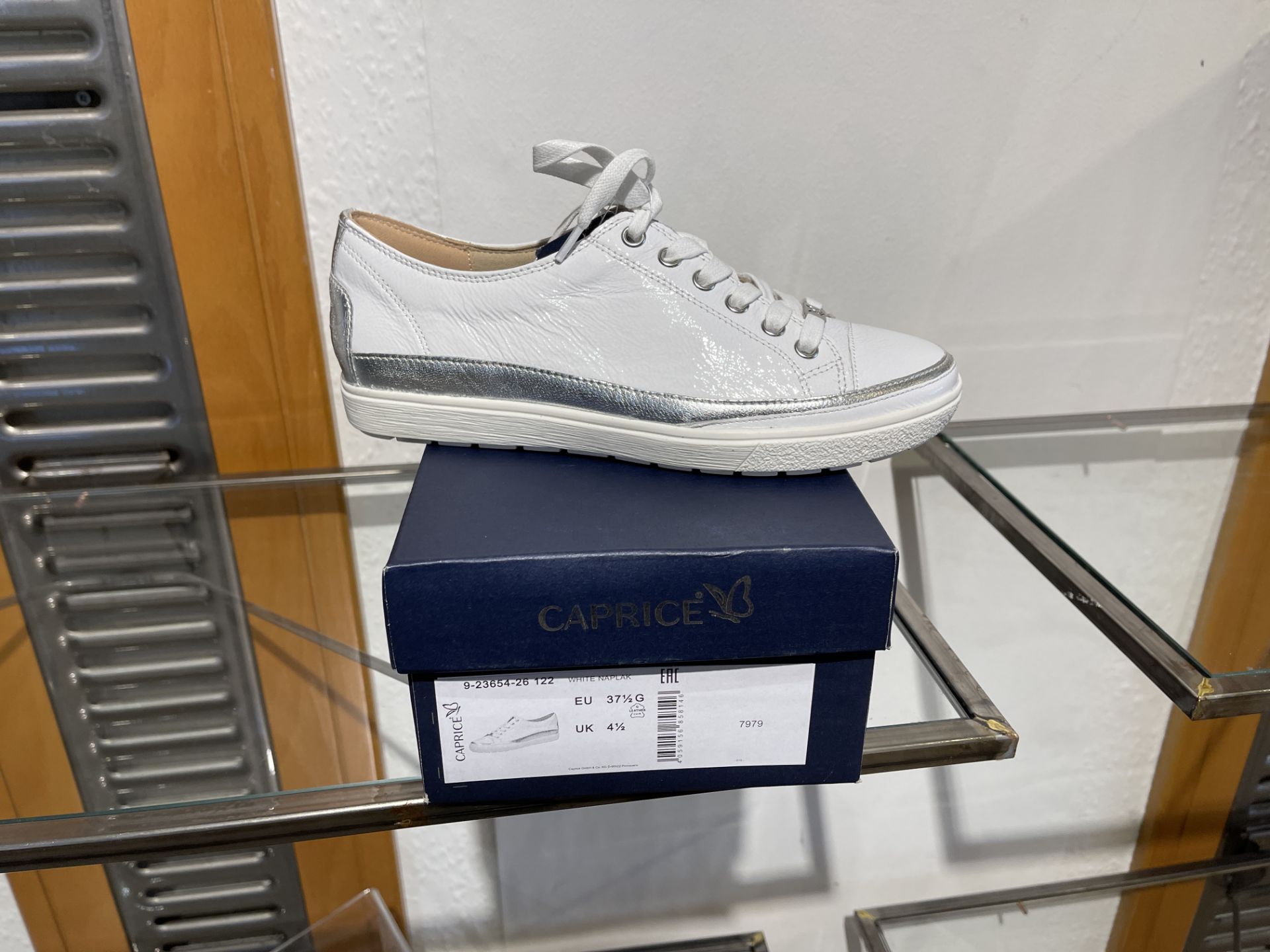 Caprice 10 Pairs: White Naplak Trainers 9-23654-26 122. Sizes 4 - 7