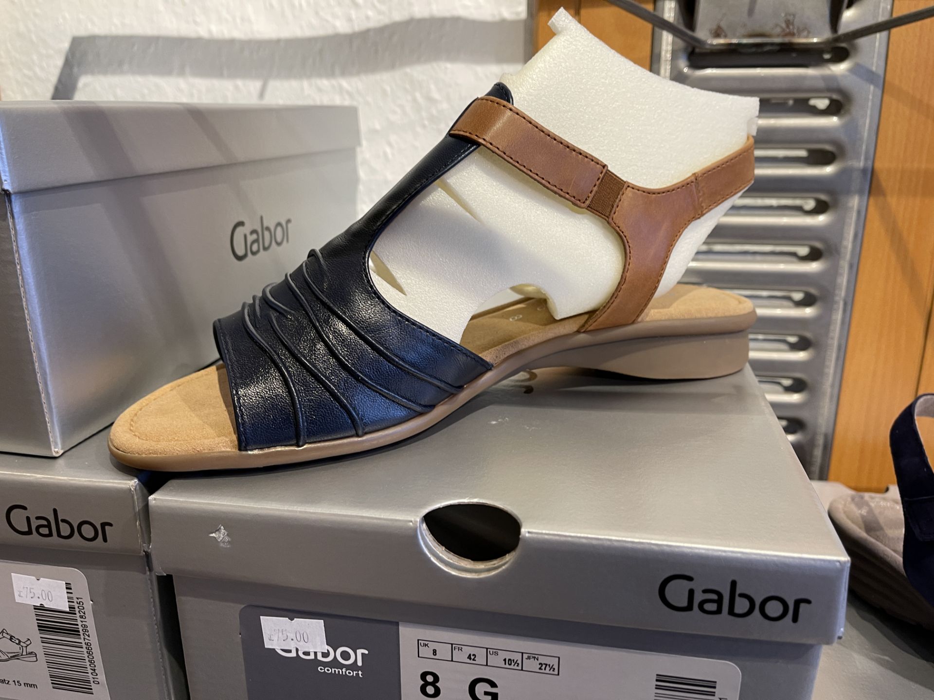 Gabor 5 Pairs: Mississippi/Samtch Bluette Polsterbrandsohle Sandals 44.551.36. Sizes 3 - 7 (RRP £75) - Image 3 of 7