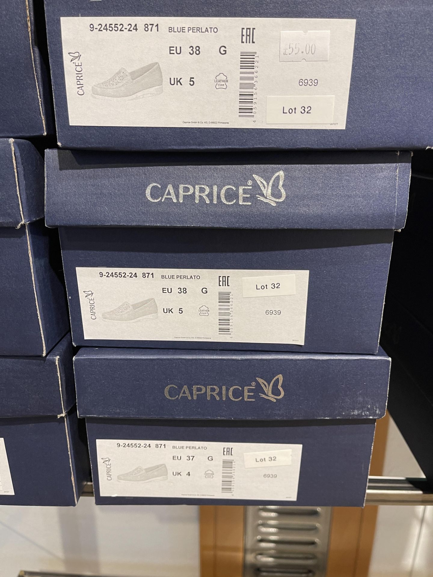 Caprice 8 Pairs: Blue Perlato Trainers 9-24552-24 871. Sizes 4 - 7.5 (RRP £55) Caprice 6 Pairs: Blue - Image 12 of 15