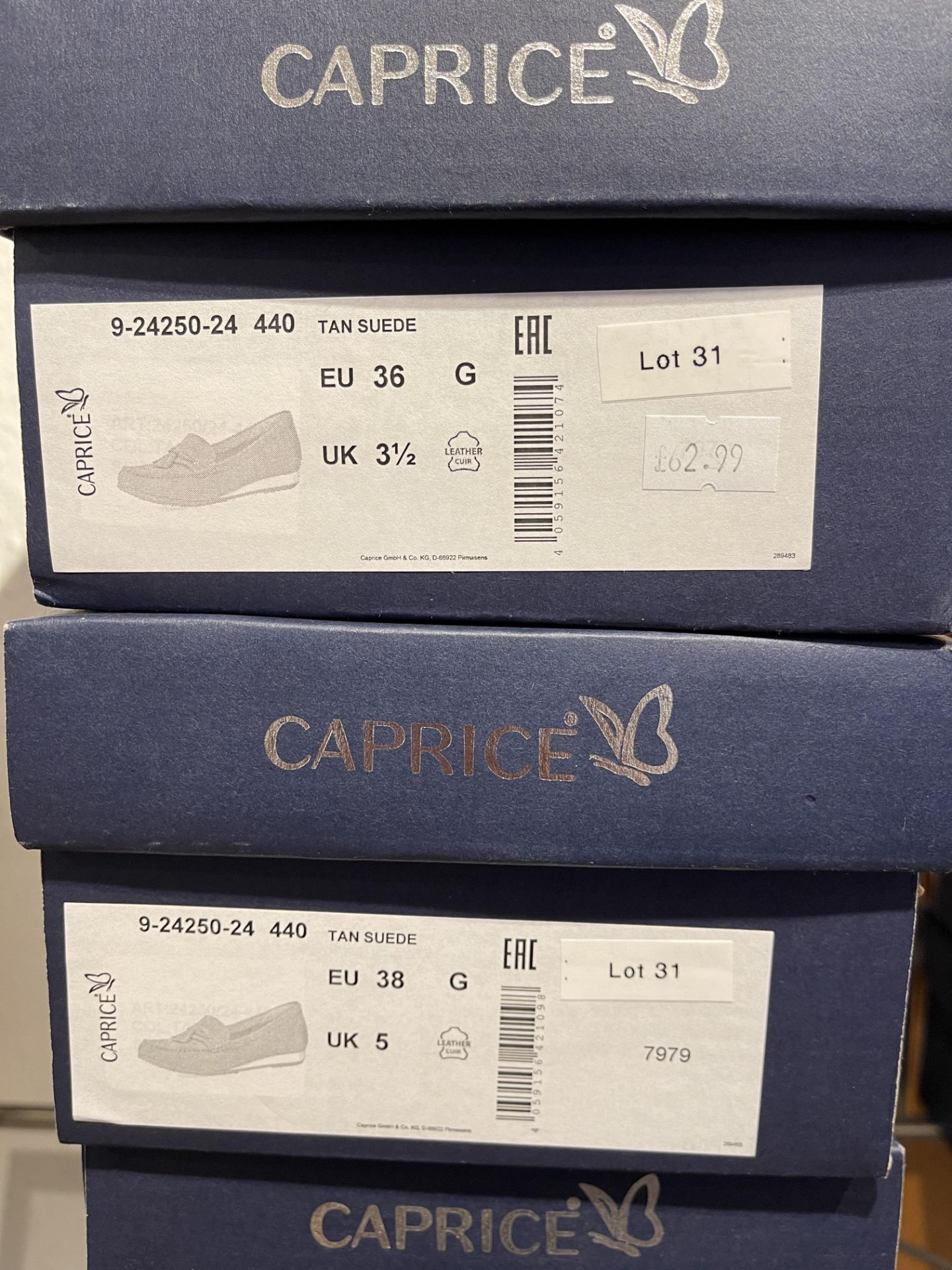 Caprice 6 Pairs: Grey Suede Trainers 9-24752-24 238. Sizes 4 - 6.5 (RRP £55) Caprice 5 Pairs: Tan - Image 12 of 14