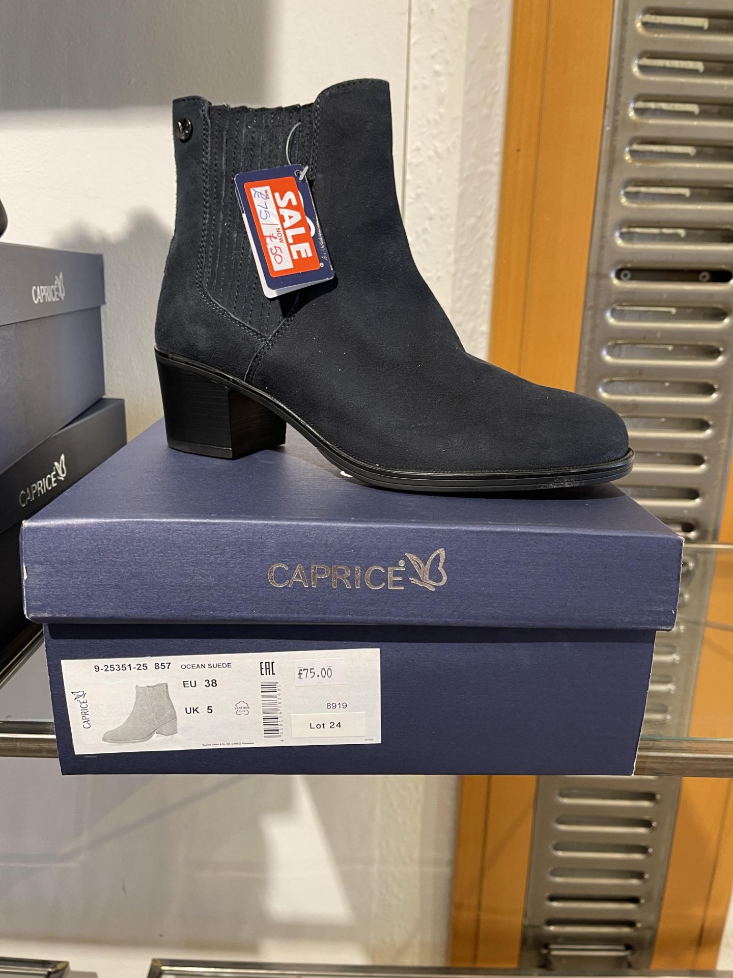 Caprice 1 Pair: Ocean Suede Ankle Boots 9-25351-25 857. Size 5 (RRP £75) Caprice 2 Pairs: Black Comb