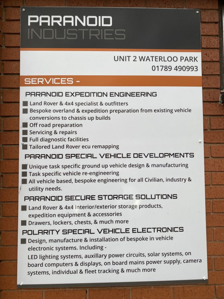 Paranoid Expedition Engineering Auction 2 - Large Range of Specialist Land Rover Parts & Spares, Engines, Seats, Body Panels Etc