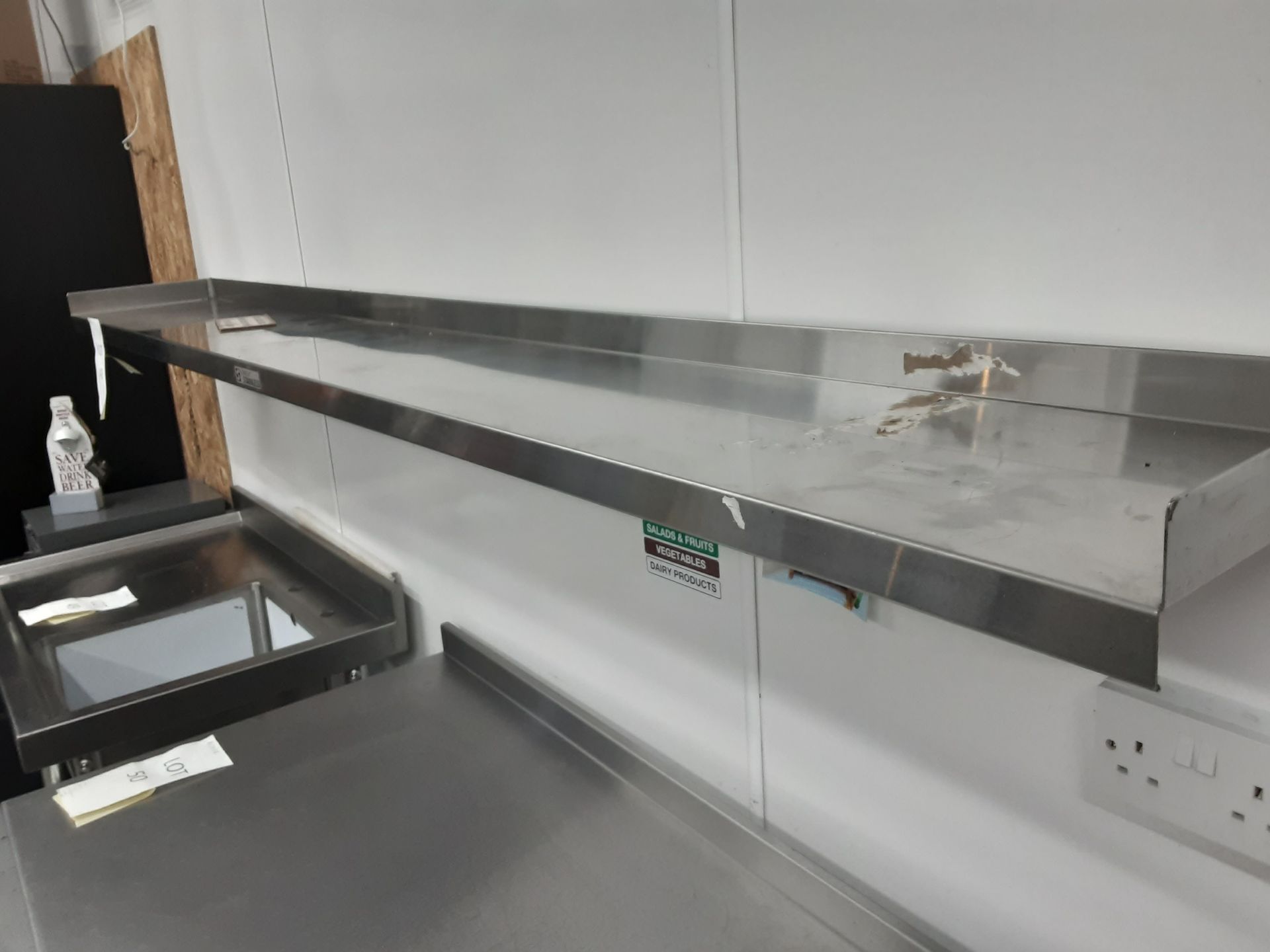 Stainless Steel Wall Shelves 240cm x 30cm - Image 2 of 3