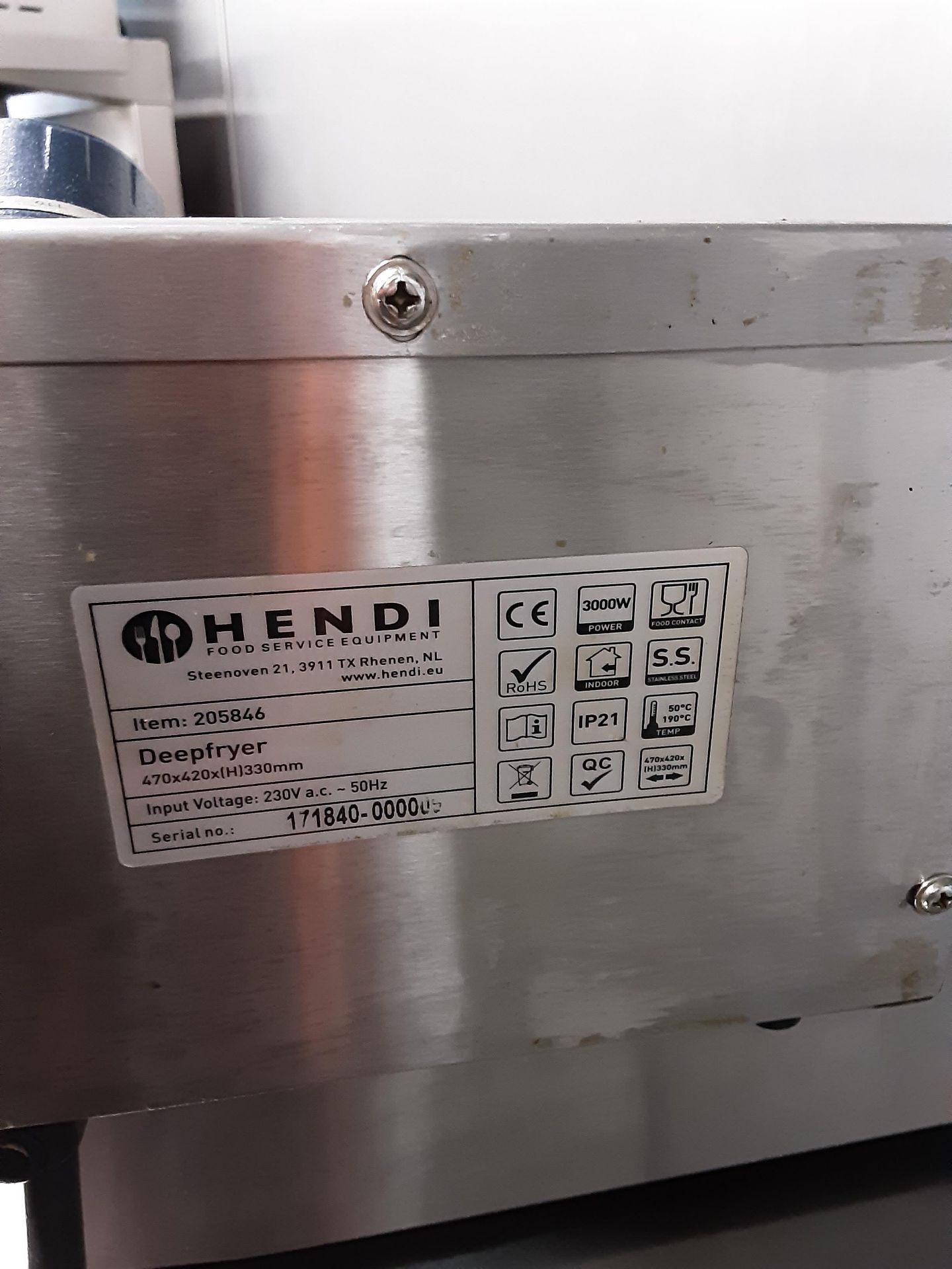 Hendi Counter top deep fat fryer Model No 205846 Serial No 171840-000009 - Image 5 of 5