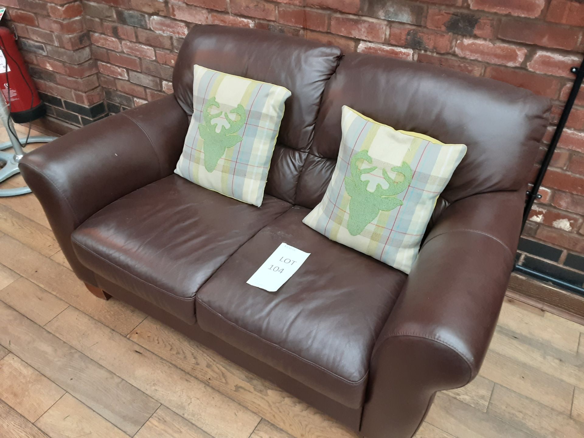 HTL Leather 2 Seater Sofa with Pillows