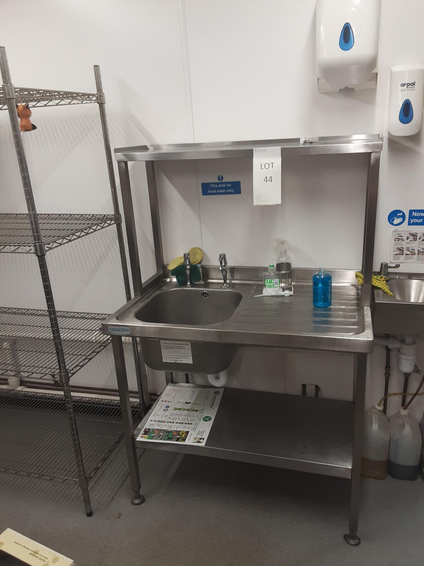 Sissons Stainless Steel Single Drainer Sink Unit with Shelf 100cm x 60cm x 90cm - Image 3 of 4