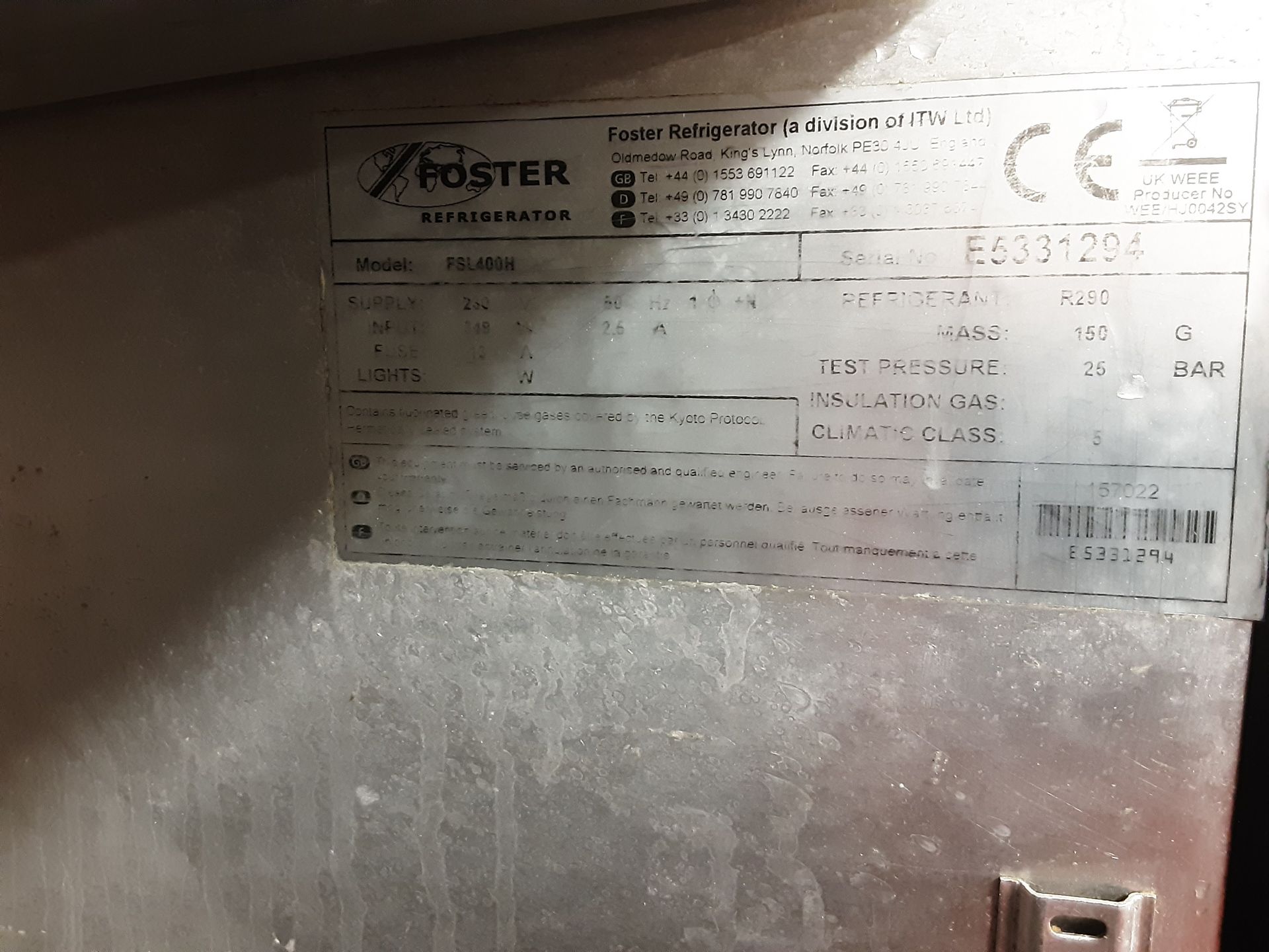 Foster FSL400H Slimline 400 Litre Upright Refrigerated Cabinet - Image 8 of 8