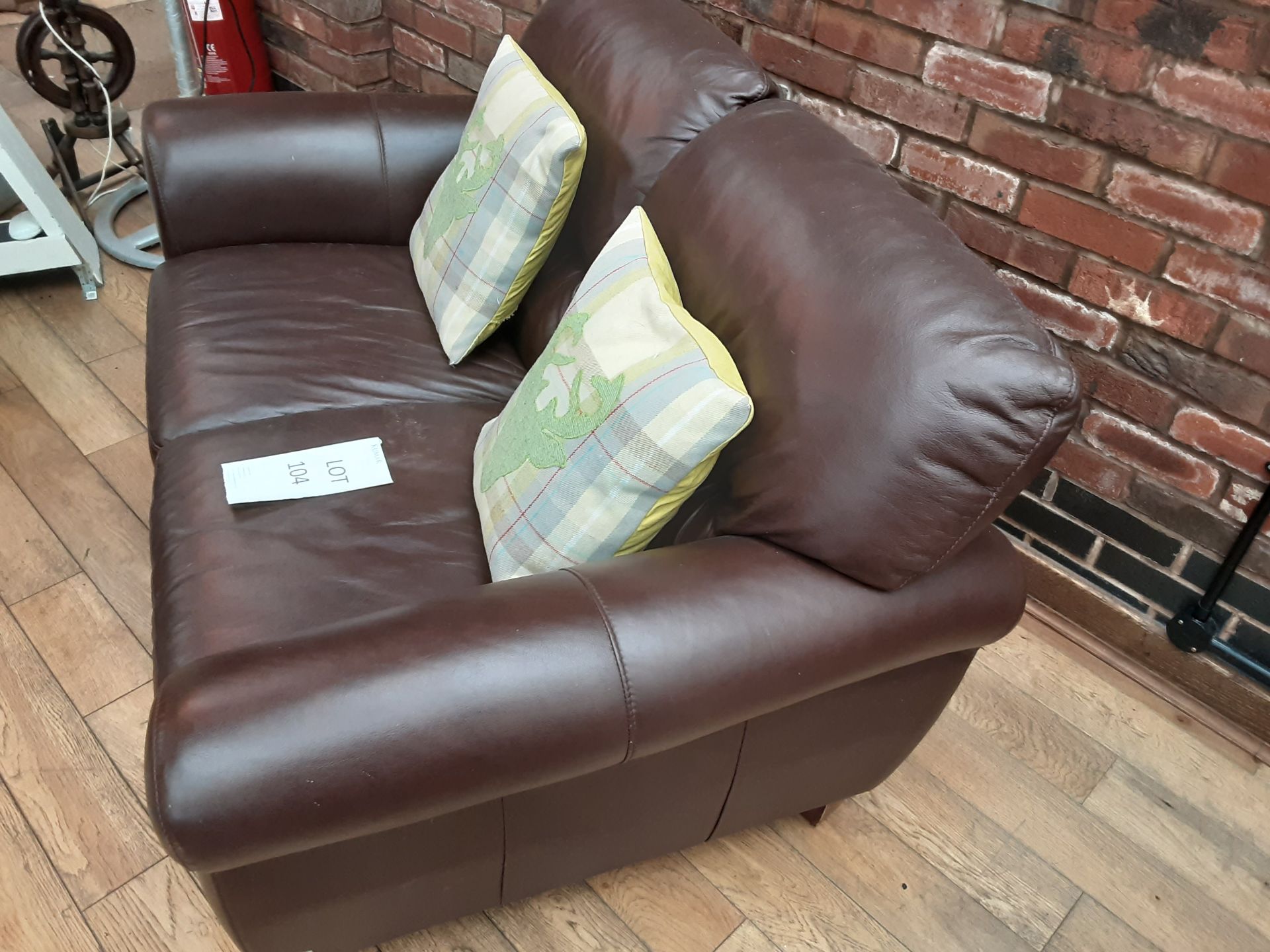 HTL Leather 2 Seater Sofa with Pillows - Image 4 of 6