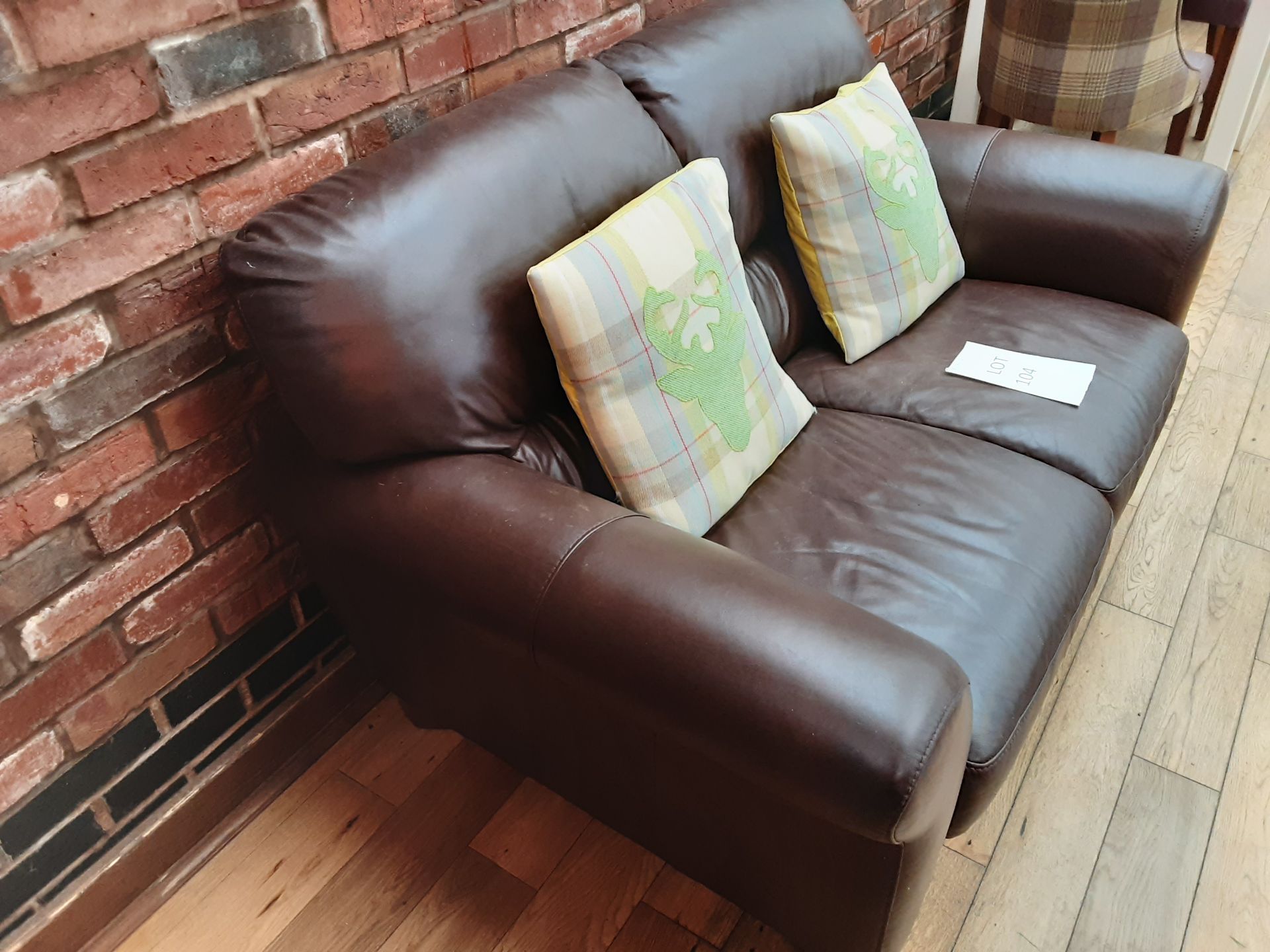 HTL Leather 2 Seater Sofa with Pillows - Image 3 of 6