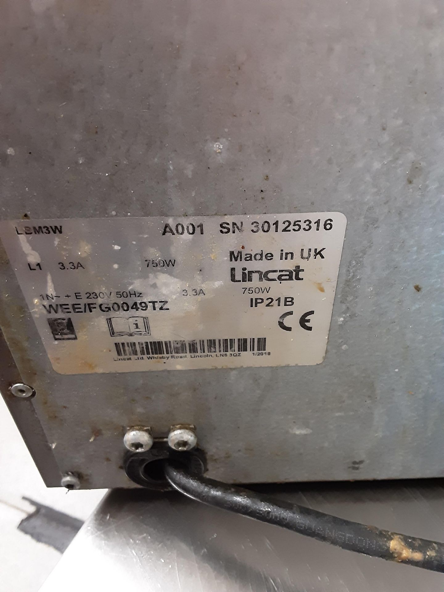 Lincat Bain Marie Model L8M3W Serial Number 30125316 - Image 4 of 4