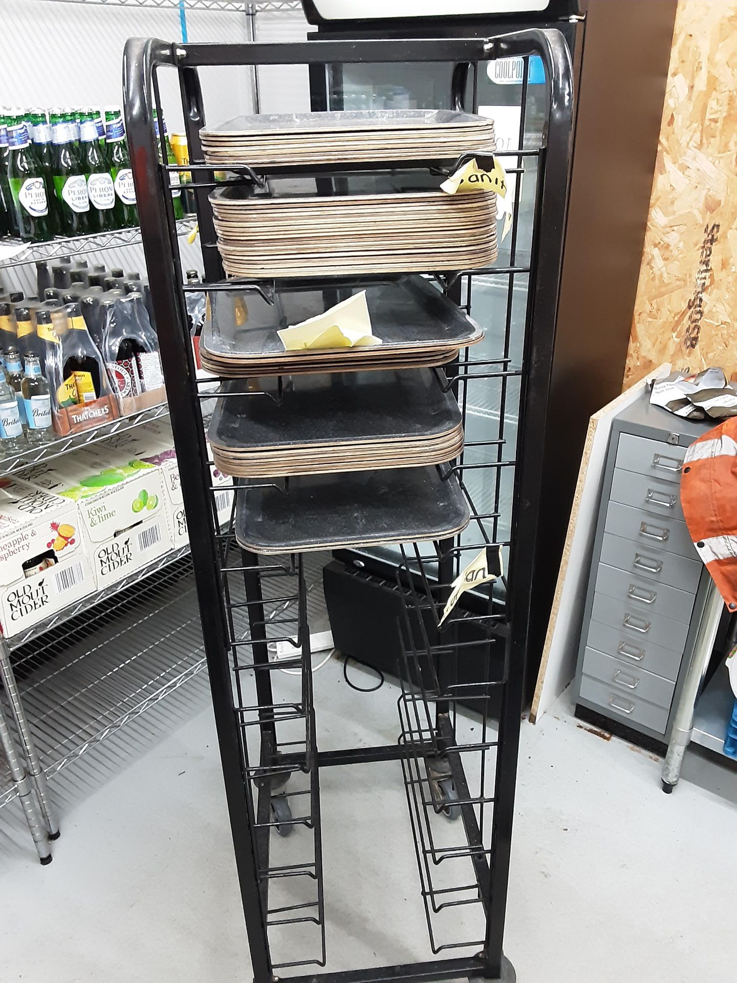 Mobile Tray Rack with Trays Included