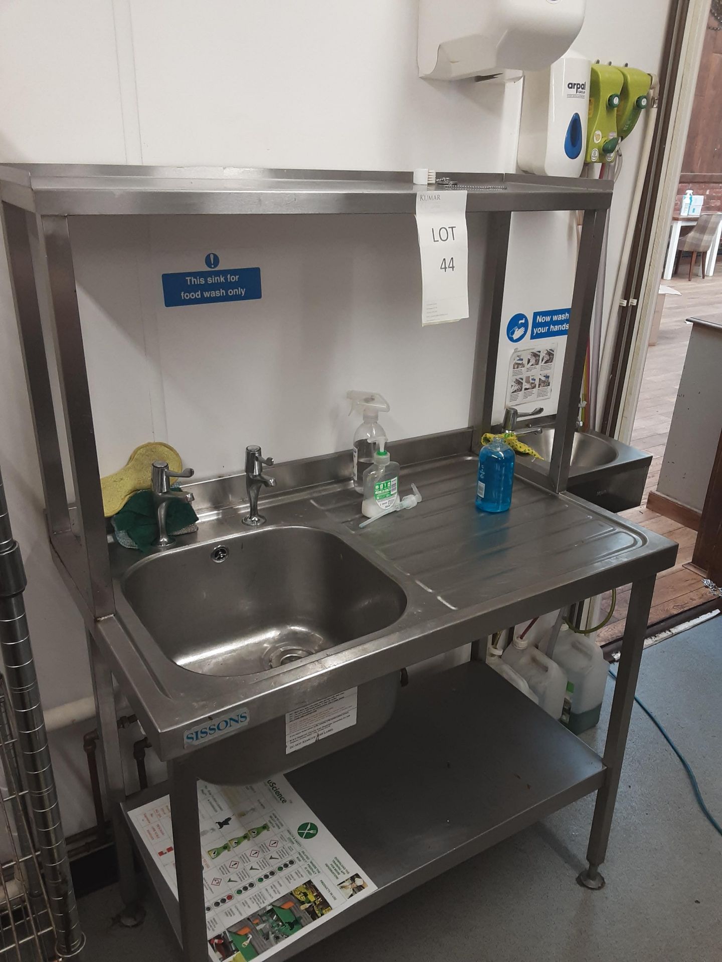 Sissons Stainless Steel Single Drainer Sink Unit with Shelf 100cm x 60cm x 90cm - Image 2 of 4