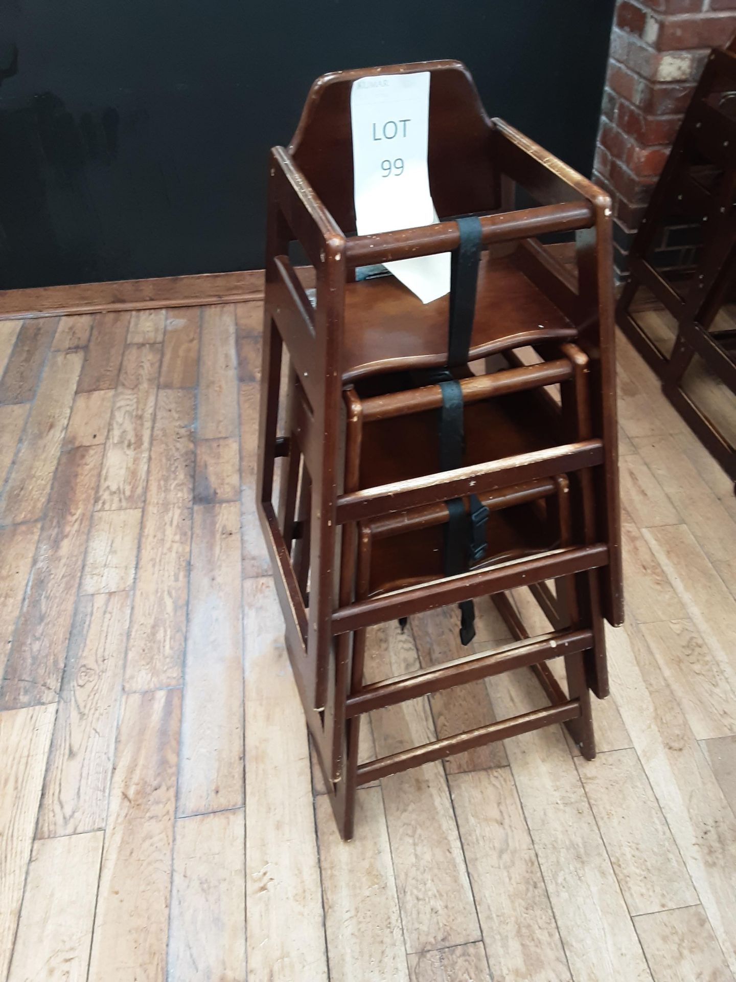 3x Children Wooden High Chairs