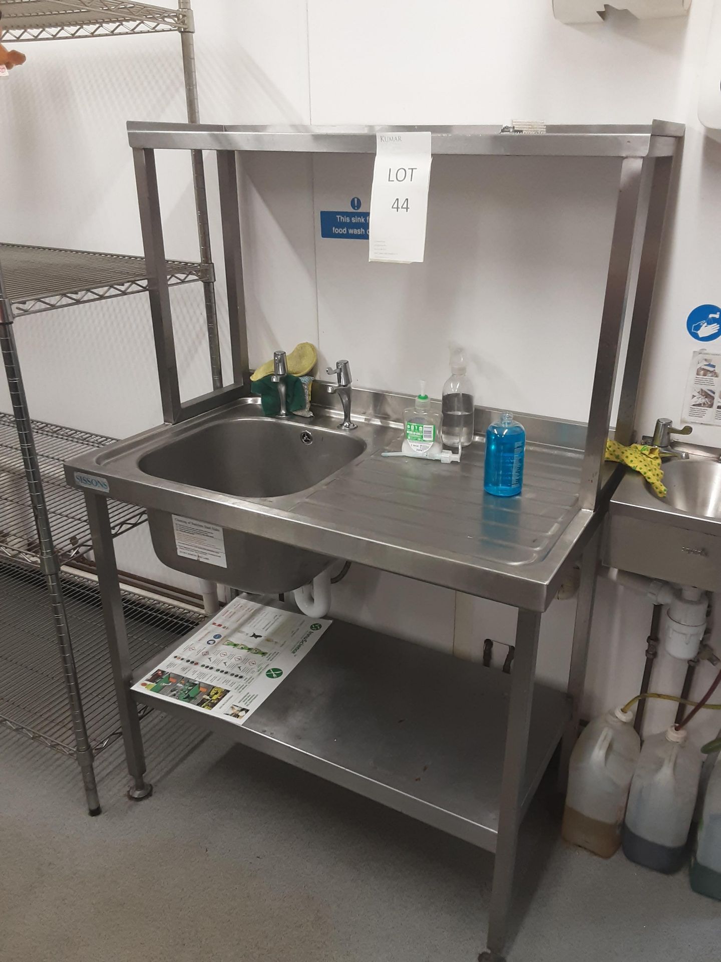 Sissons Stainless Steel Single Drainer Sink Unit with Shelf 100cm x 60cm x 90cm