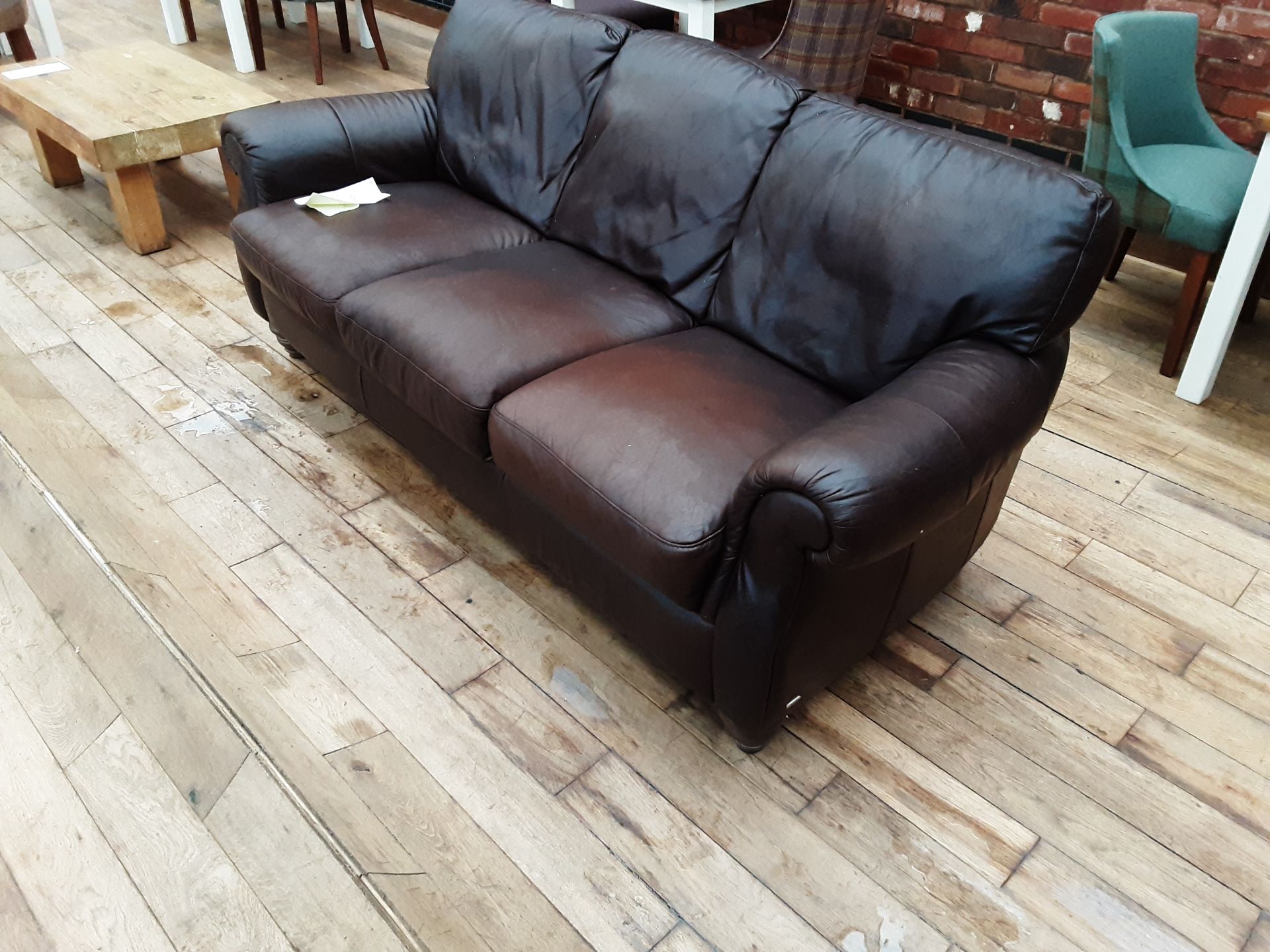 Editions Leather 3 Seater Sofa (water damaged) - Image 3 of 5