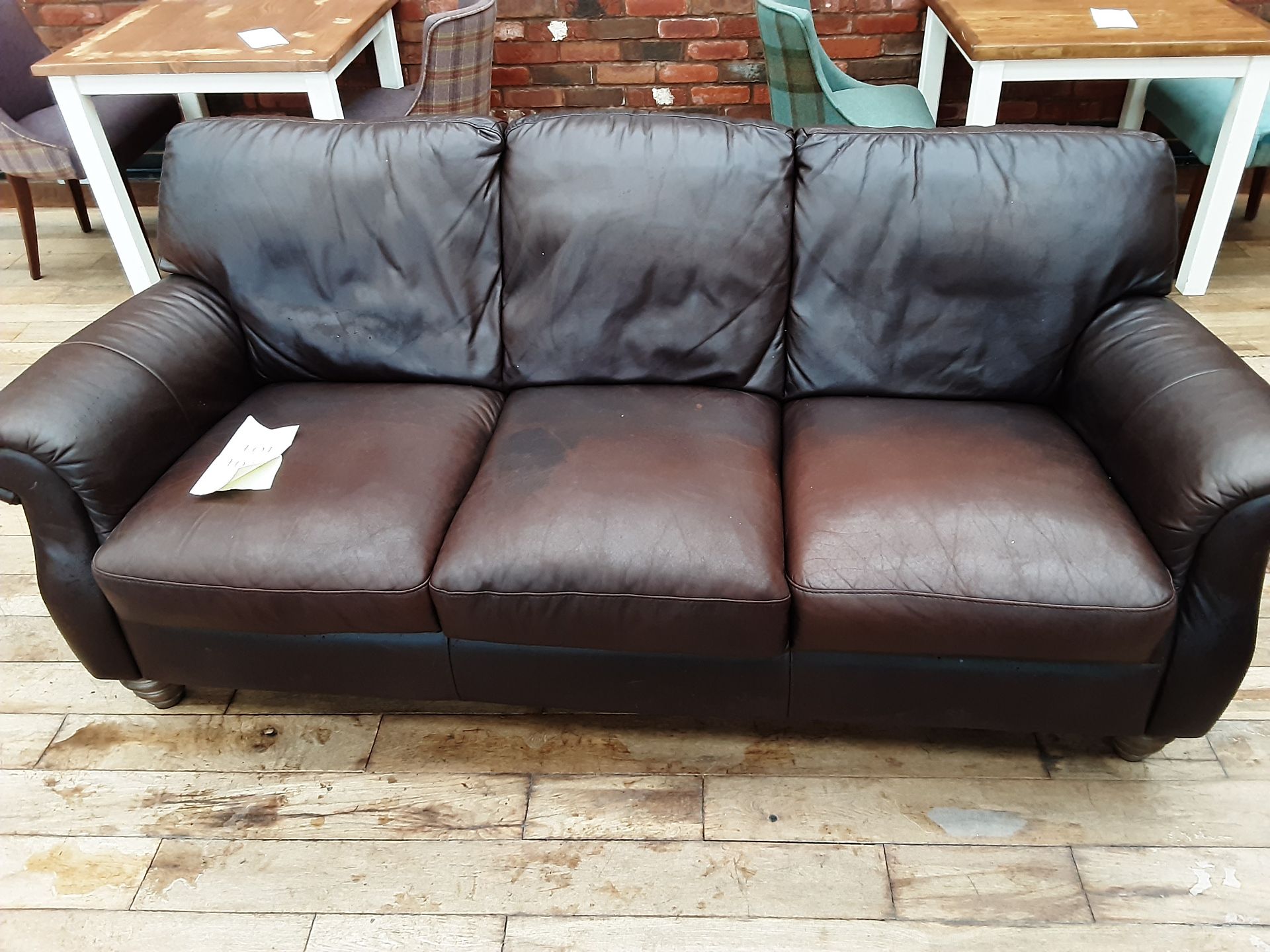 Editions Leather 3 Seater Sofa (water damaged) - Image 2 of 5