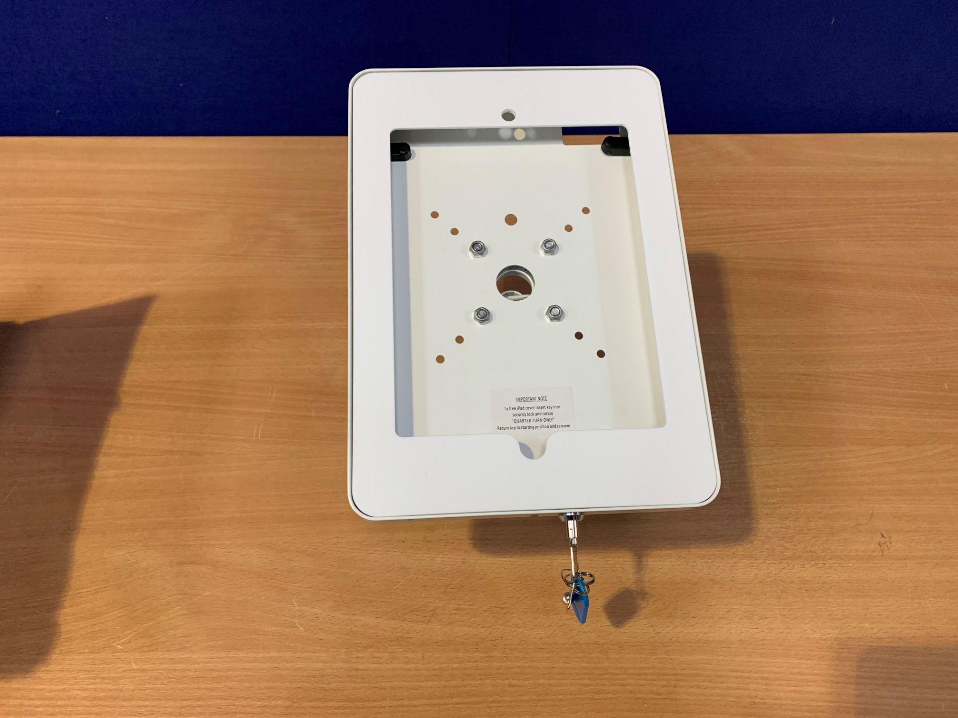 White IPAD Desk Mount - Set up for IPAD Air 2