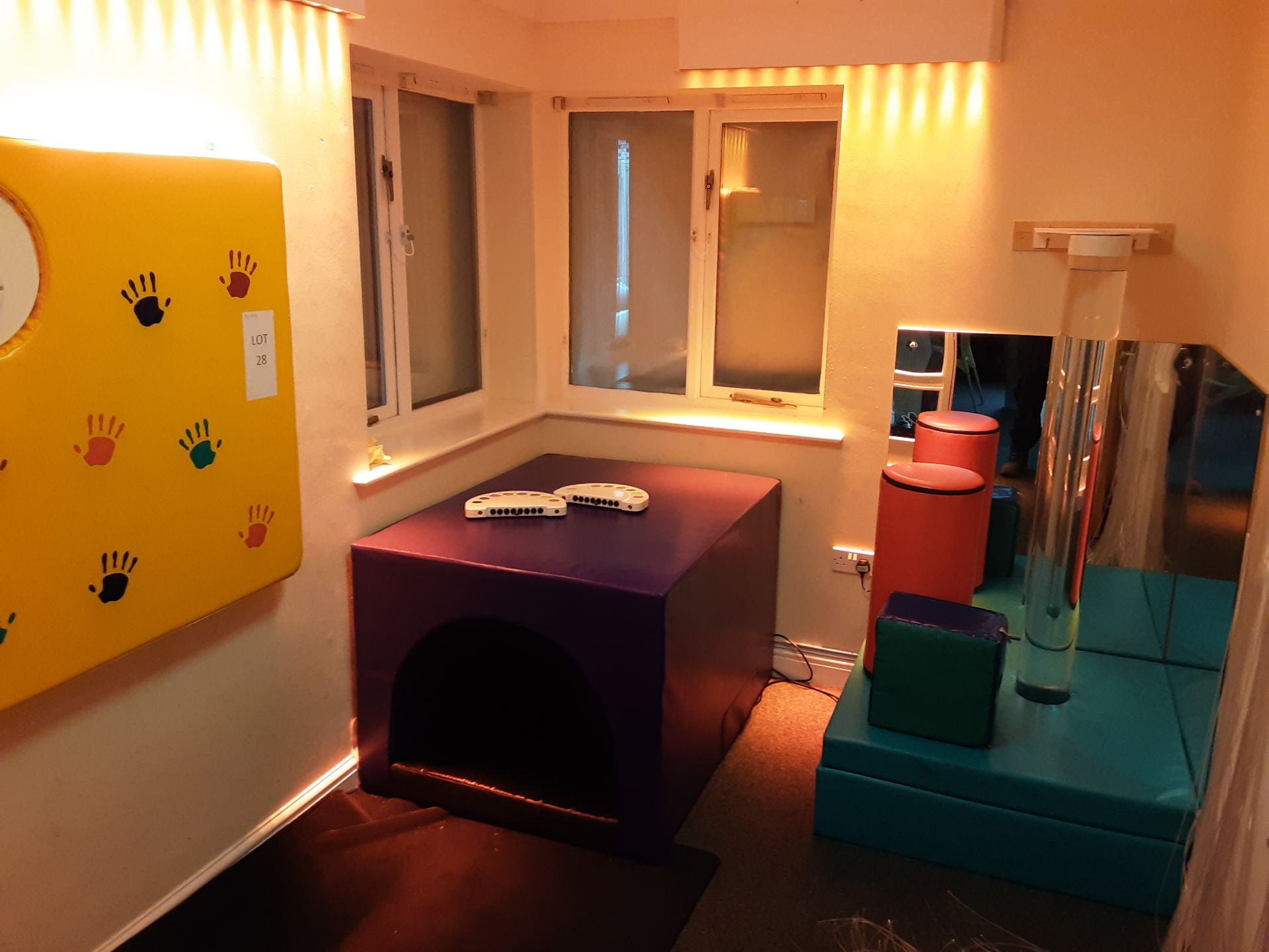 Contents of Sensory Room To Include SpaceKraft Light & Sound Therapy Station with Cushions, Lights &