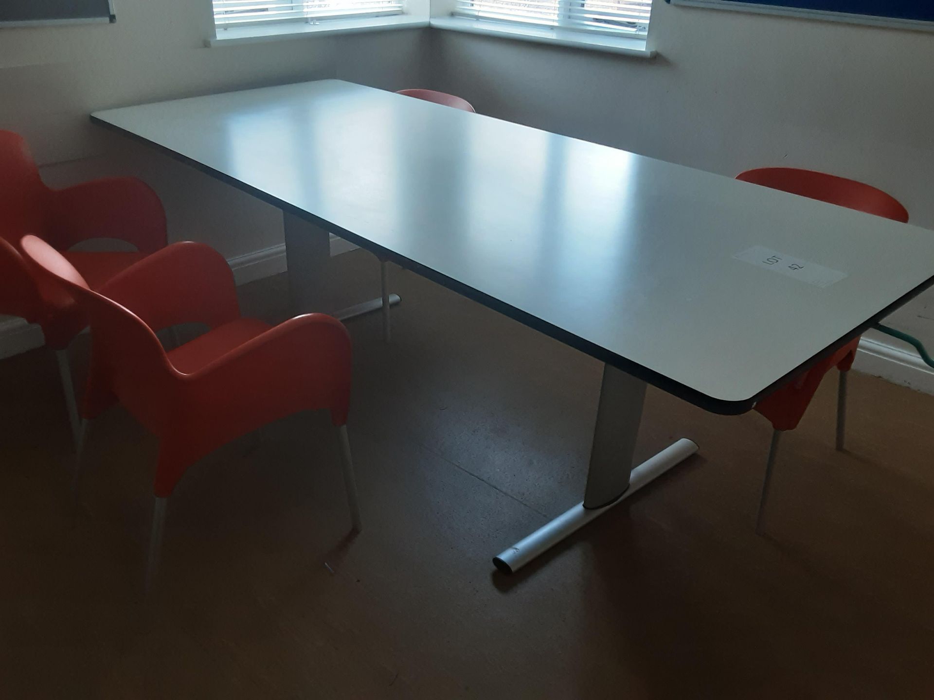 Height Adjustable Large Table (White) with 4 Chairs - Image 2 of 5