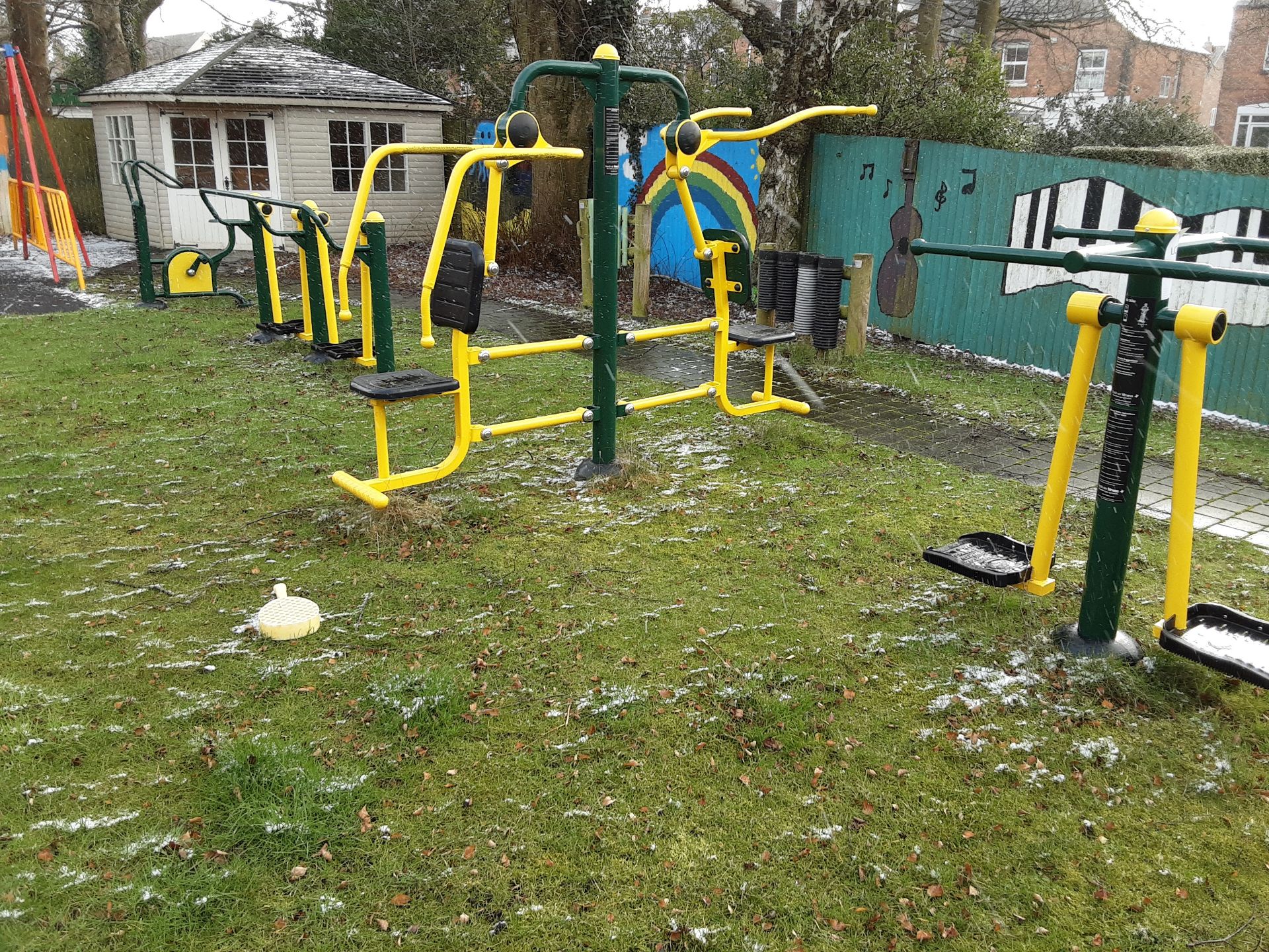 4: Outdoor Fresh Air Fitness Equipment to include swings, bike & chest pull (see Pictures) (Needs