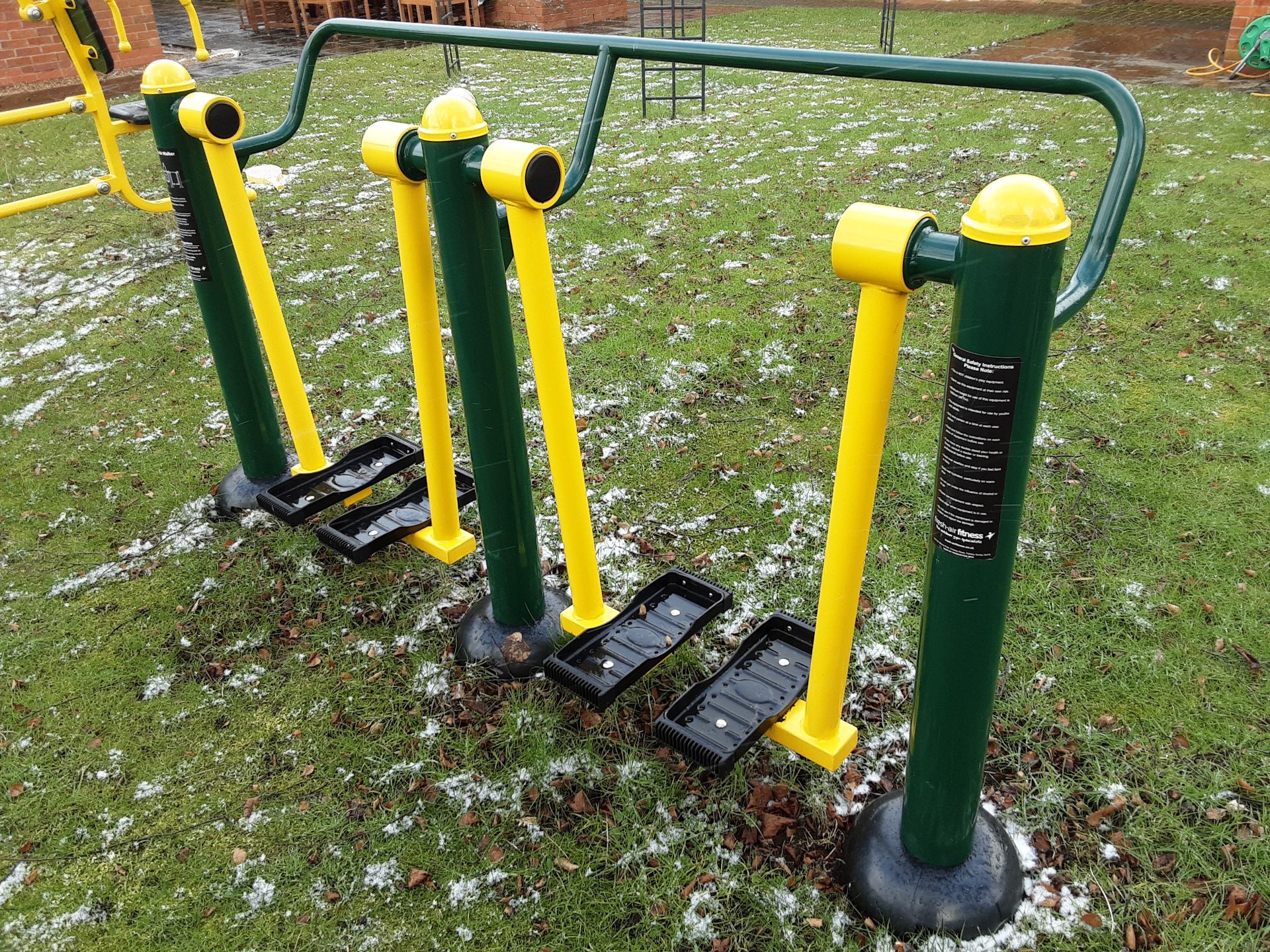 4: Outdoor Fresh Air Fitness Equipment to include swings, bike & chest pull (see Pictures) (Needs - Image 8 of 19