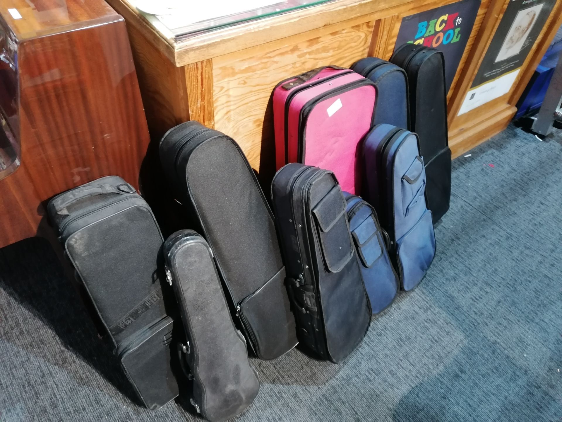 9: Various Empty Used Violin Cases