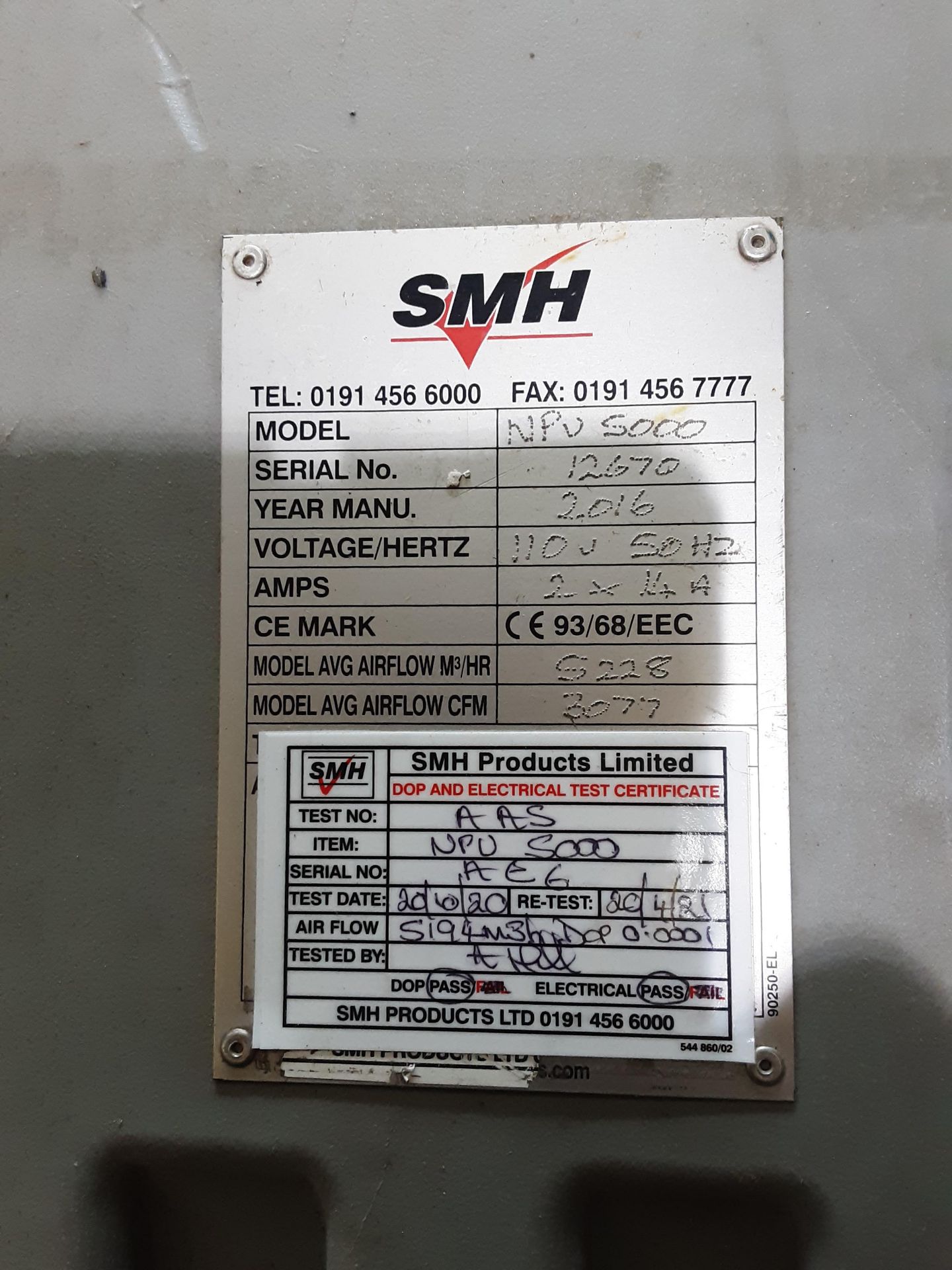 SMH NPU 5000 Extractor/Filter Unit 110V, Serial No. 12670, (2016) - Image 6 of 6
