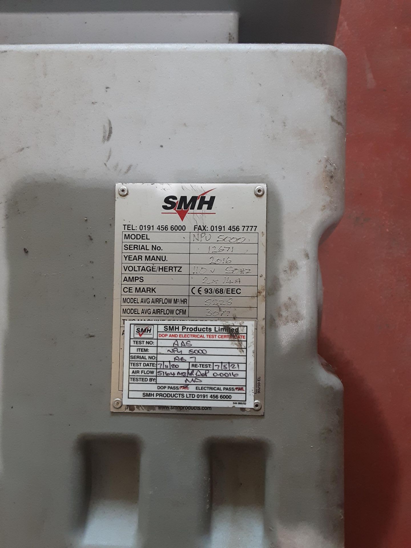 SMH NPU 5000 Extractor/Filter Unit 110V, Serial No. 12671, (2016) - Image 7 of 7