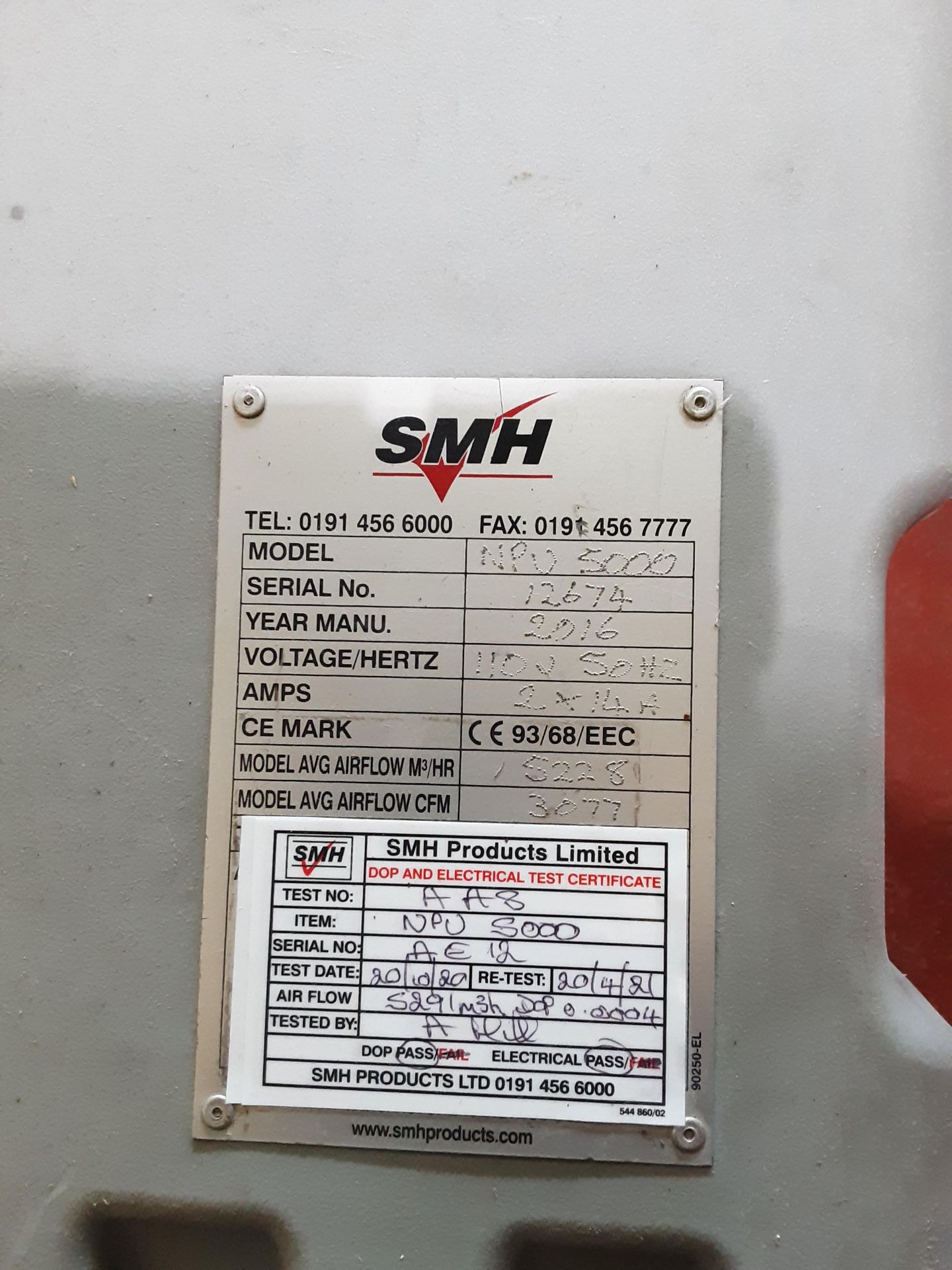 SMH NPU 5000 Extractor/Filter Unit 110V, Serial No. 12674, (2016) - Image 6 of 6