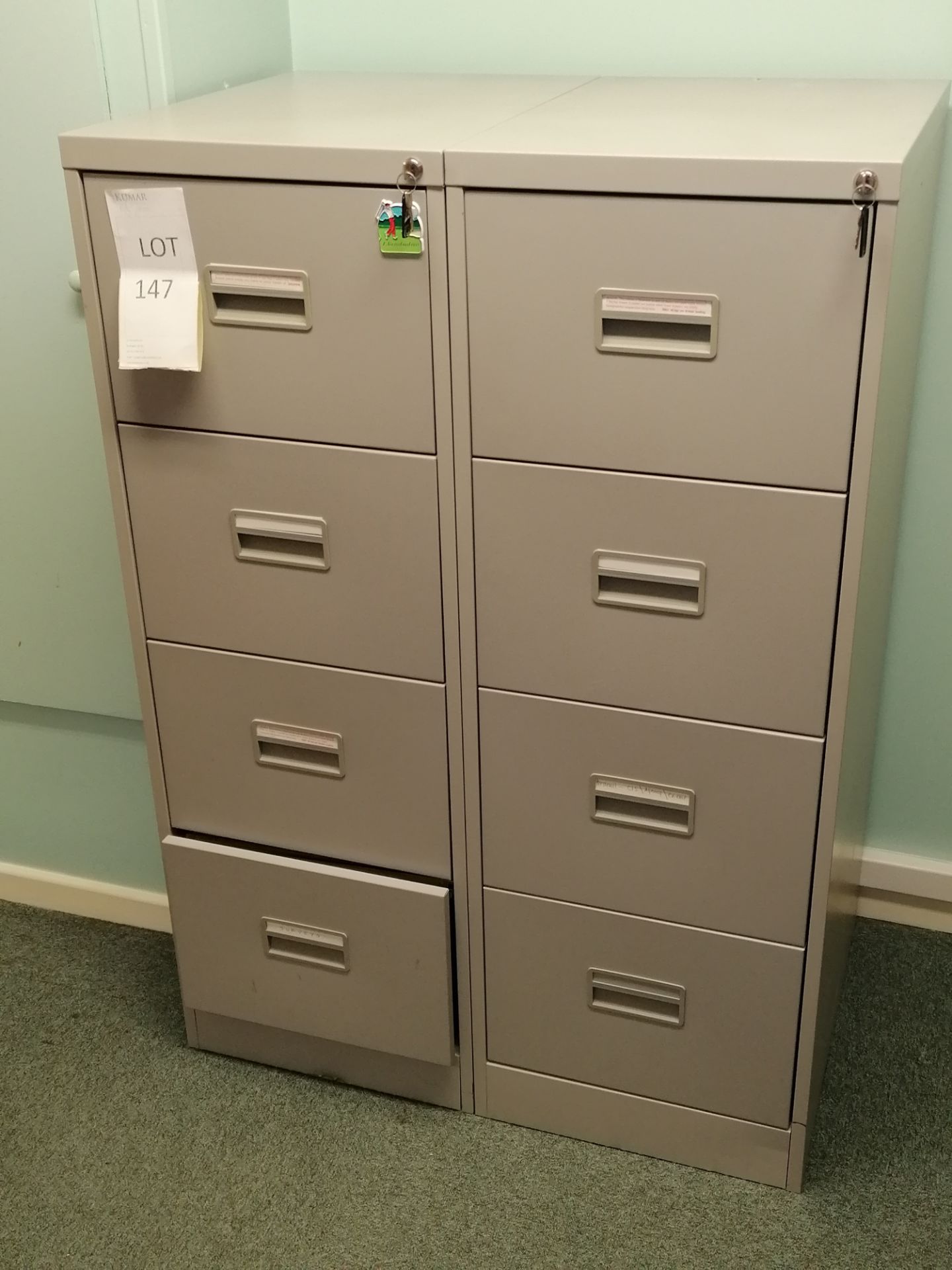 2: Metal Filing Cabinets with Keys (Does Not Include Contents)