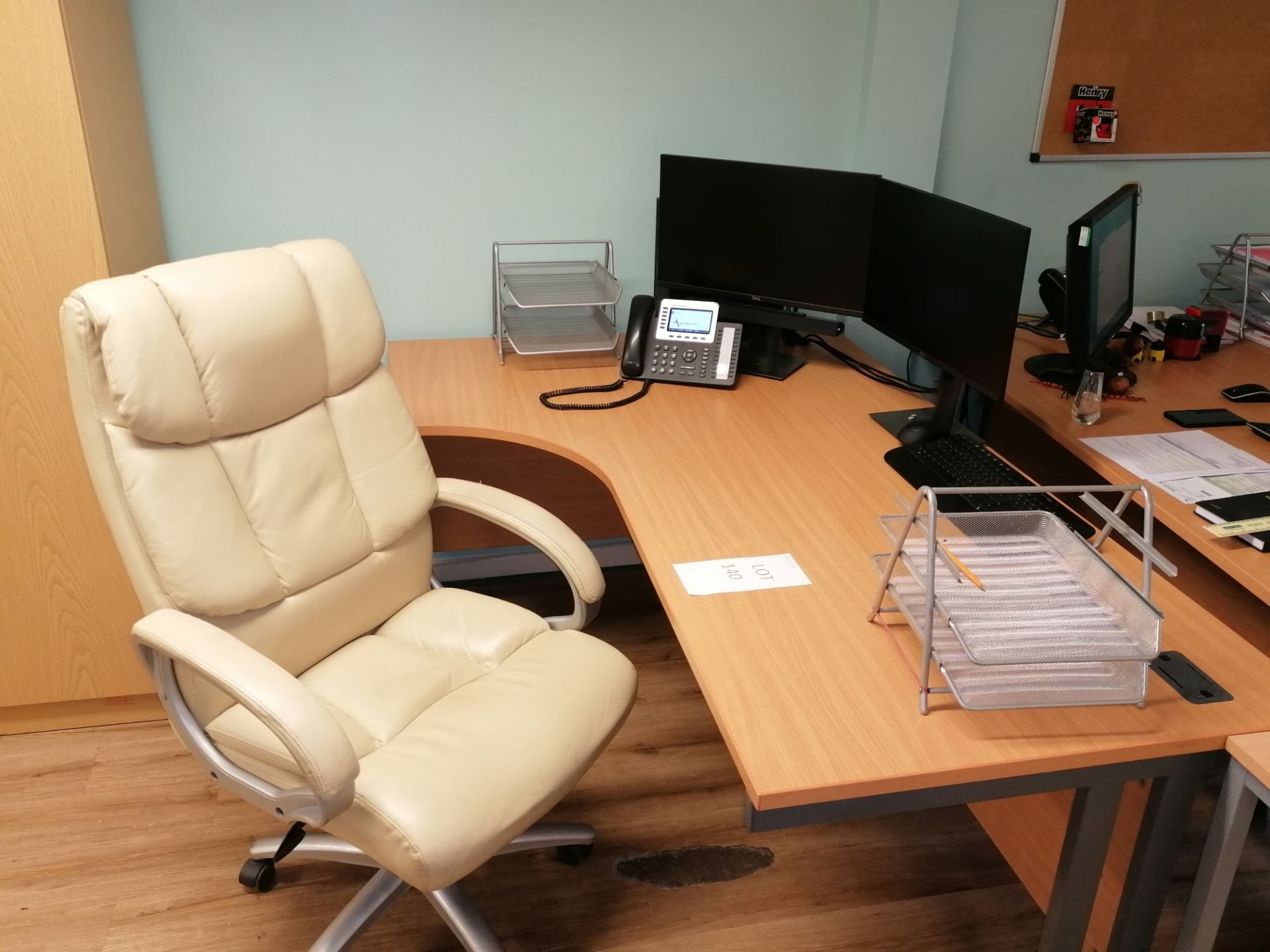 1: Beech Effect Office Desk & Chair (Does Not Include Contents)