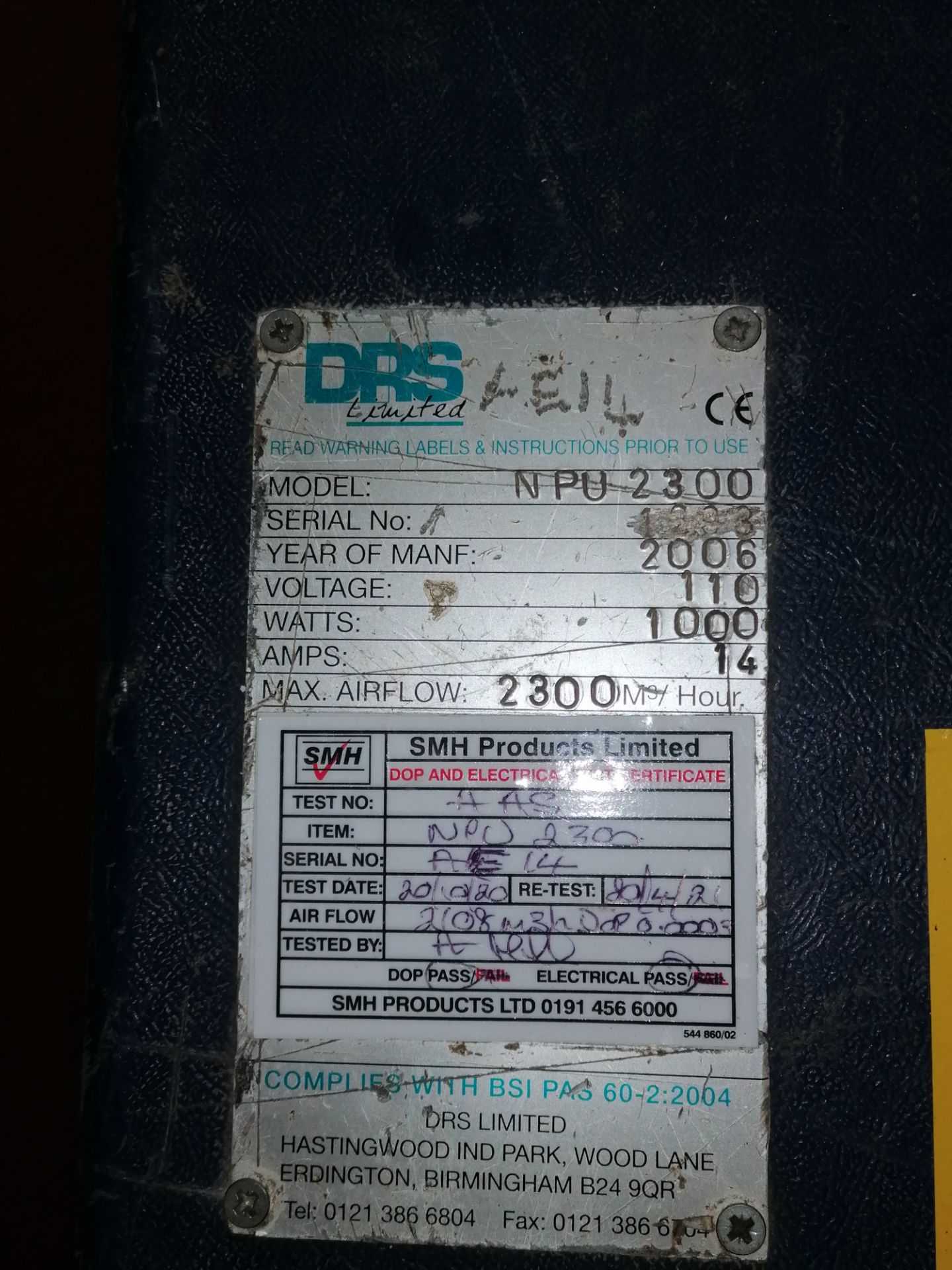 DR5 PNU 2300 Extractor/Filter Unit 110V, Serial No. 1693, (2006) - Image 6 of 6