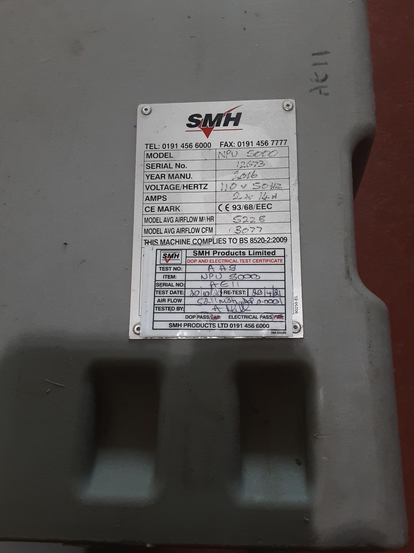 SMH NPU 5000 Extractor/Filter Unit 110V, Serial No. 12673, (2016) - Image 6 of 6