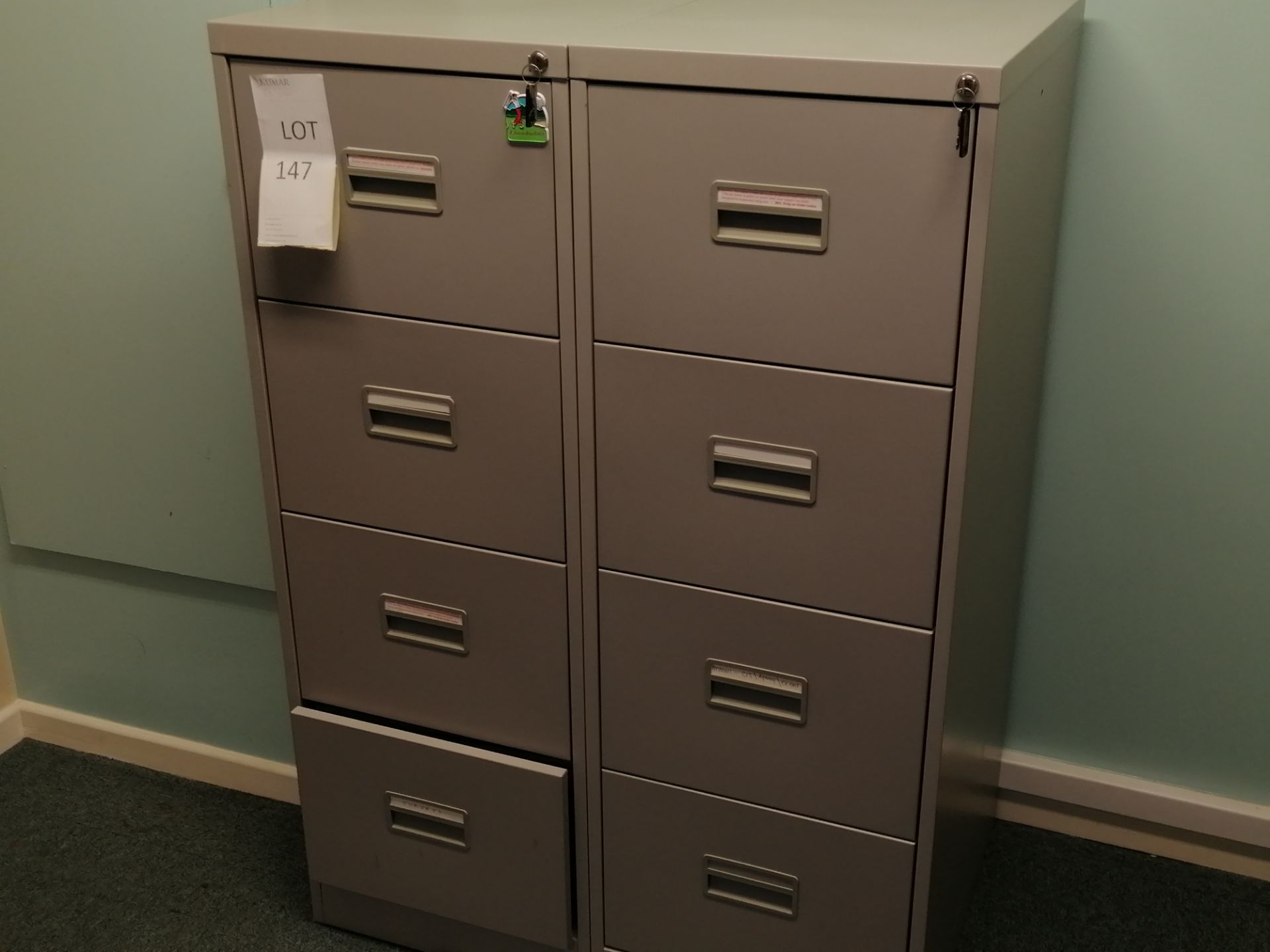 2: Metal Filing Cabinets with Keys (Does Not Include Contents) - Image 2 of 4