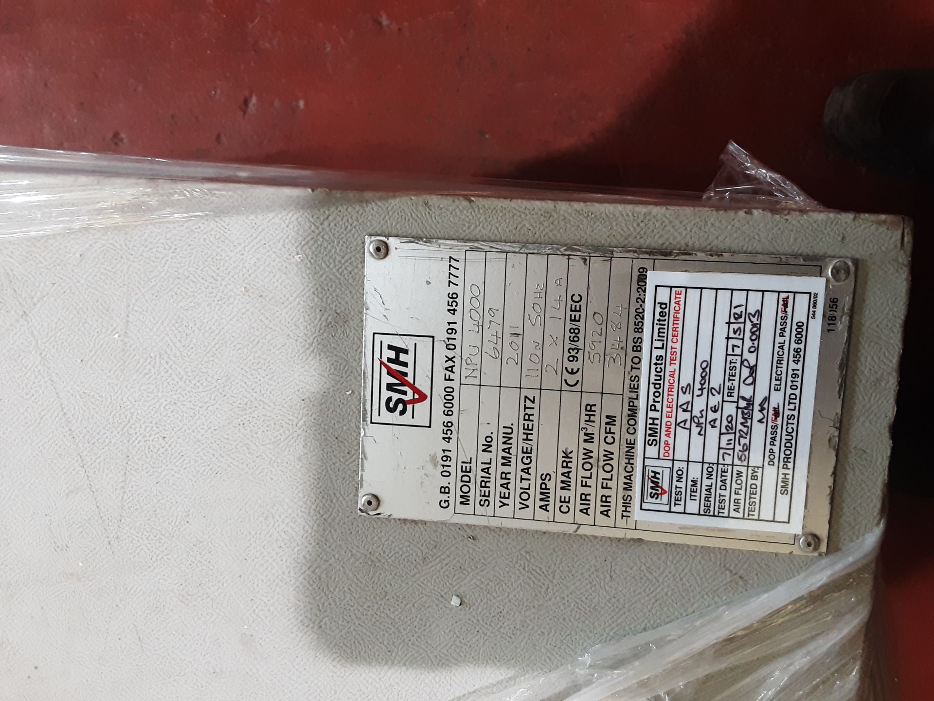 SMH NPU 4000 Extractor/Filter Unit 110V, Serial No. 6479 (2011) - Image 6 of 6