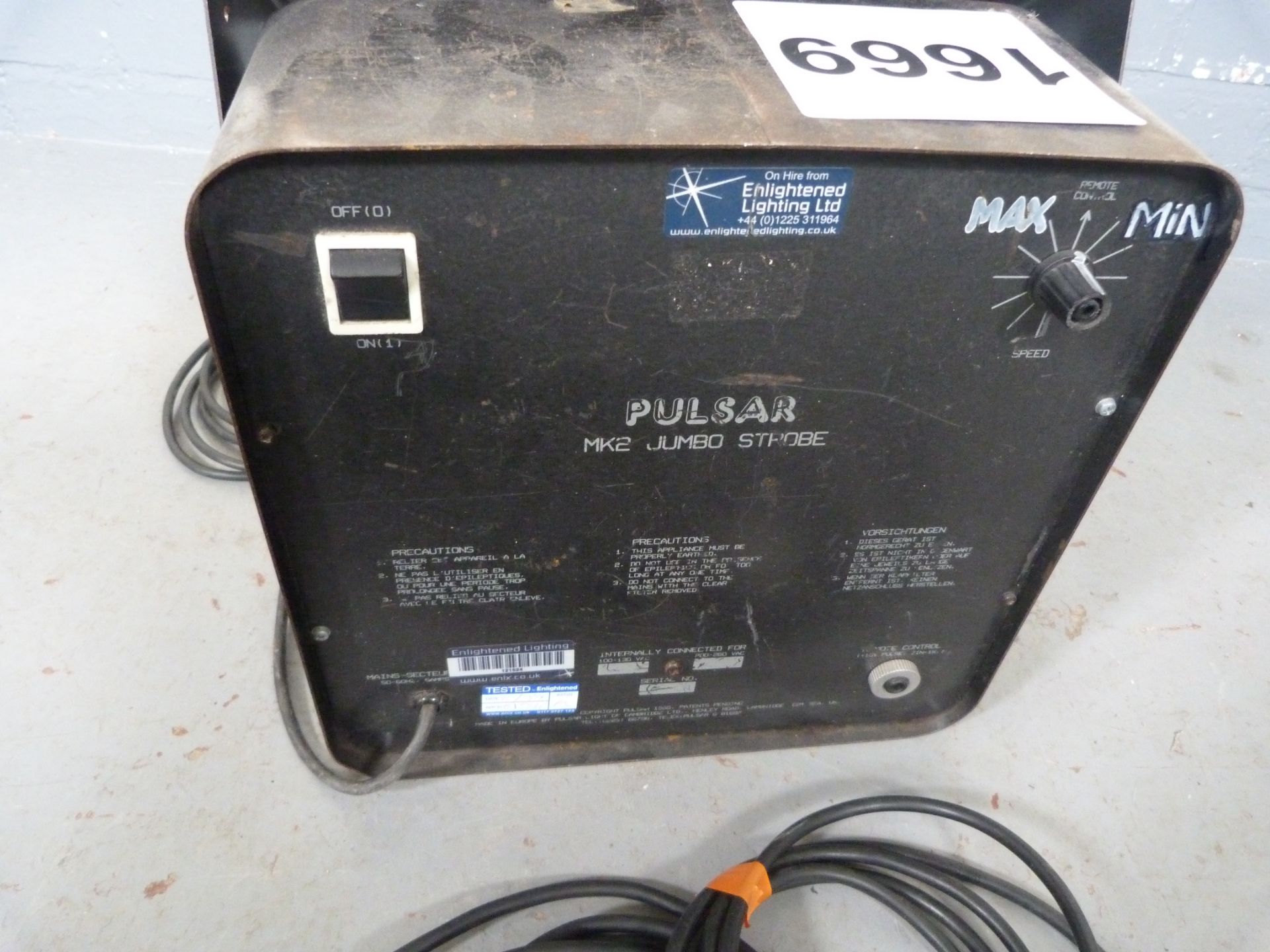 Pulsar mk2 Jumbo strobe + controller + 5m jack lead. Ex-Hire, Fair Condition - Bild 4 aus 4