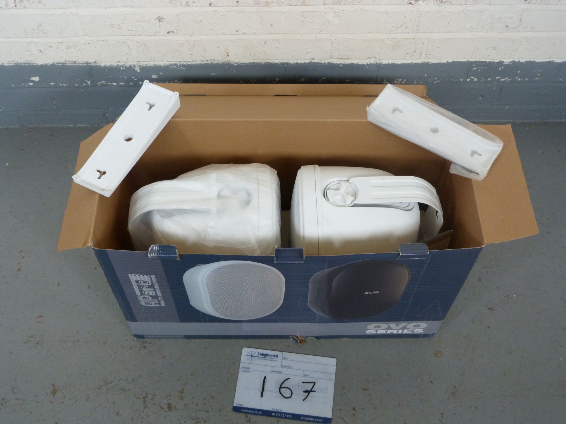 Pair of Apart OVO8T-W Loudspeaker 160W/16, 6/15/30/60W taps, white. New, In cardboard, opened - Image 2 of 3