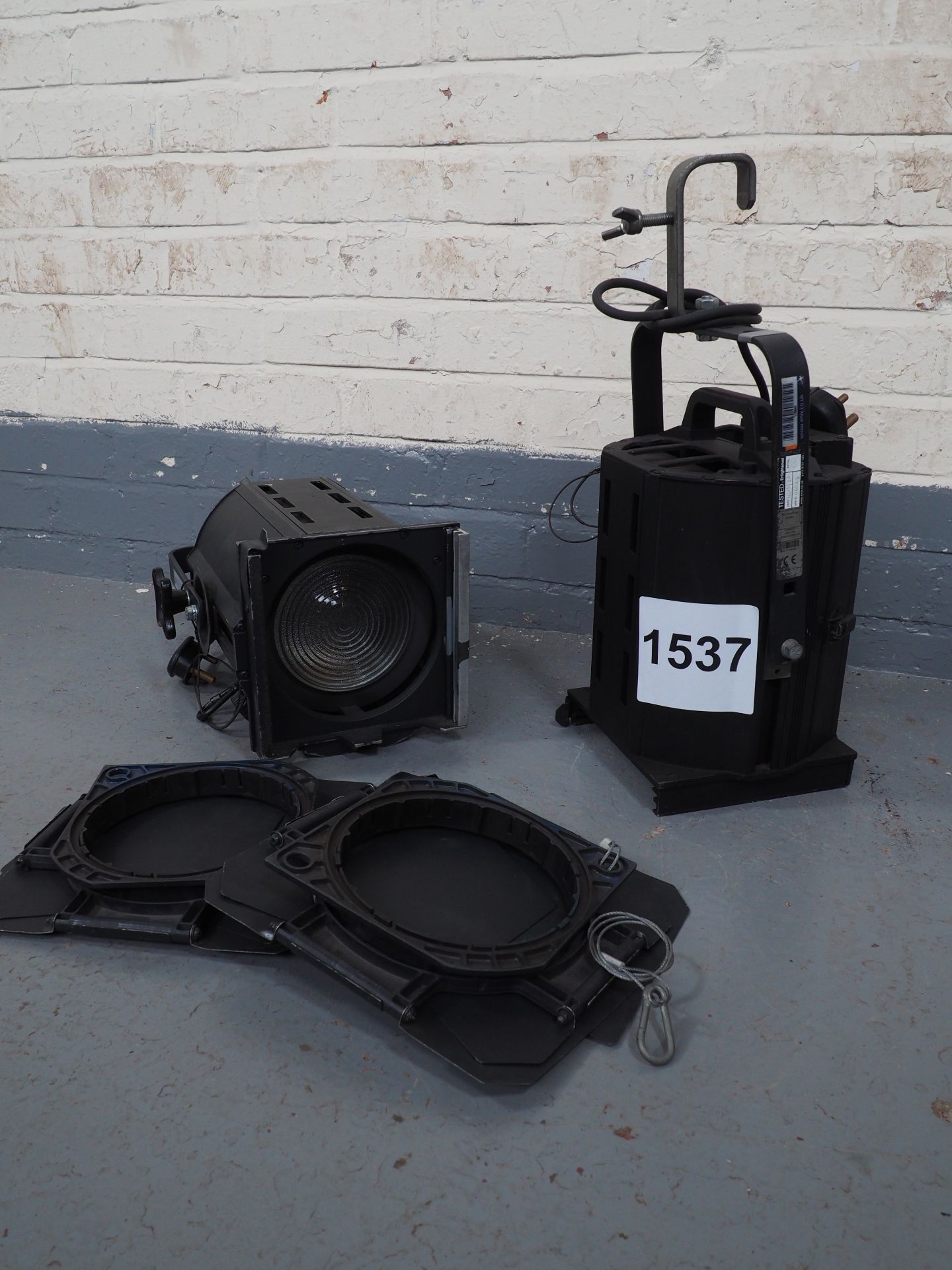 Pair Selecon Compact Fresnel 1000W/1200W. With Barndoors. ex-hire