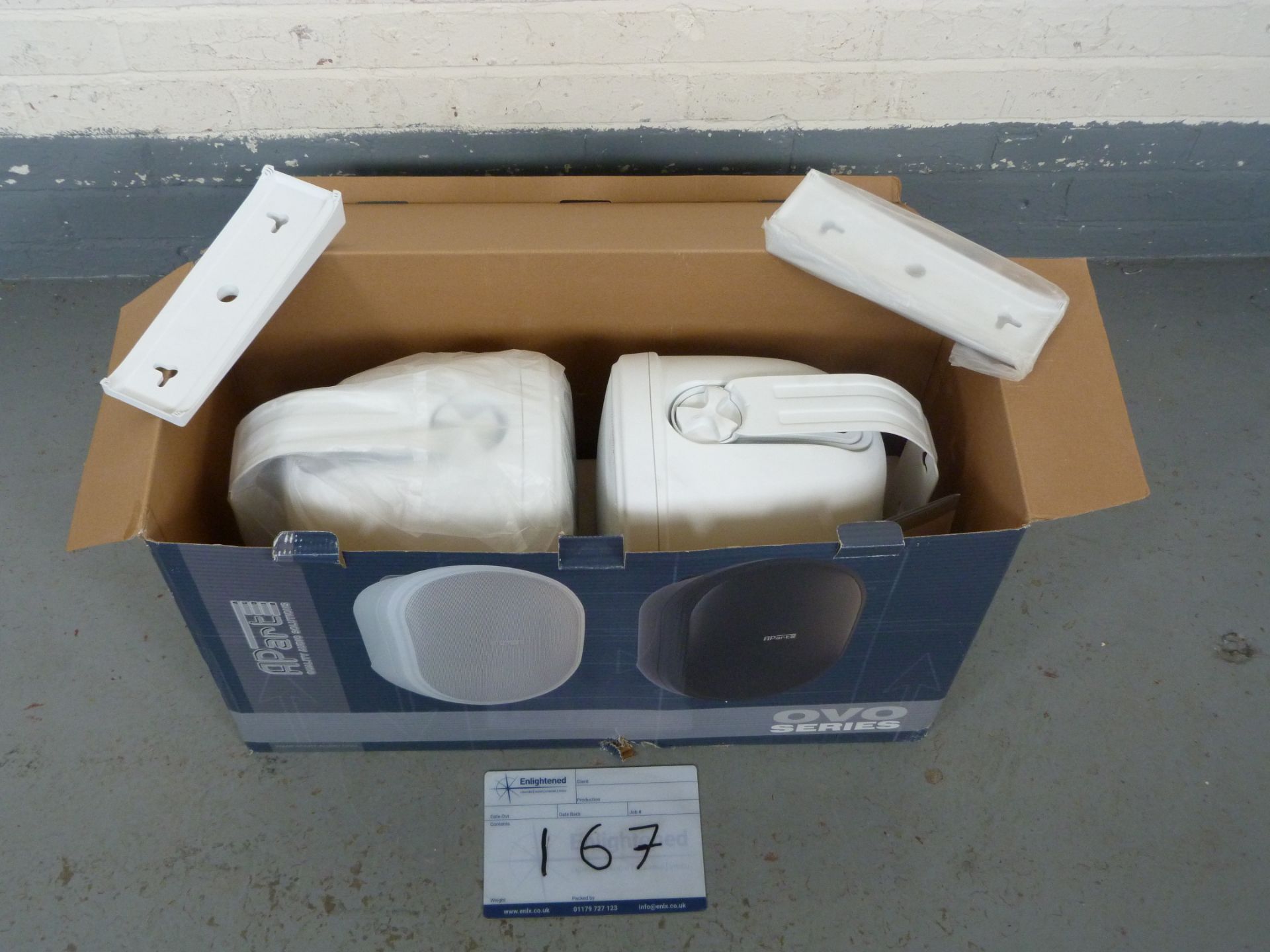 Pair of Apart OVO8T-W Loudspeaker 160W/16, 6/15/30/60W taps, white. New, In cardboard, opened - Image 3 of 3