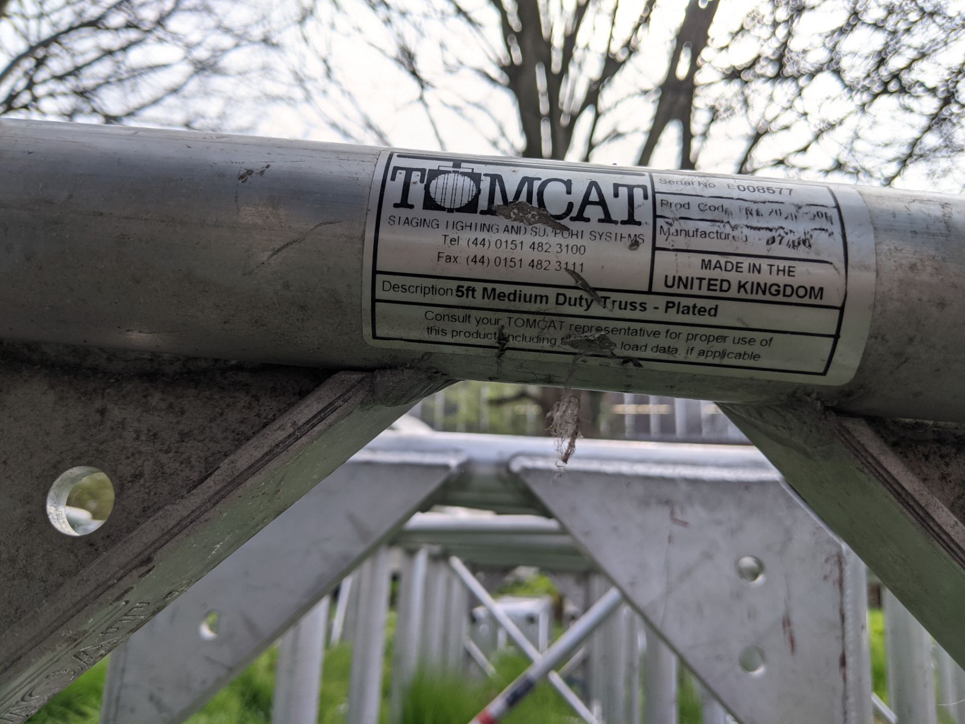 20.5" Tomcat 5ft Medium Duty Truss - Plated. 123258. Ex-Hire, Fair Condition. Serial No: E008577 - Bild 2 aus 3