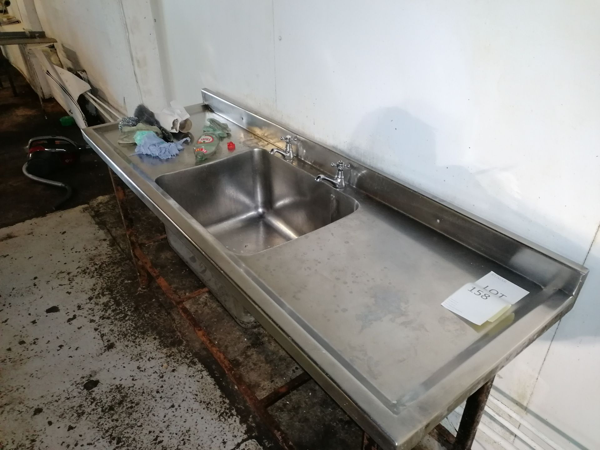 Stainless Steel Twin Drainer Sink Unit With Taps Length 182cm x Width 60cm x Height 86cm - Image 4 of 4