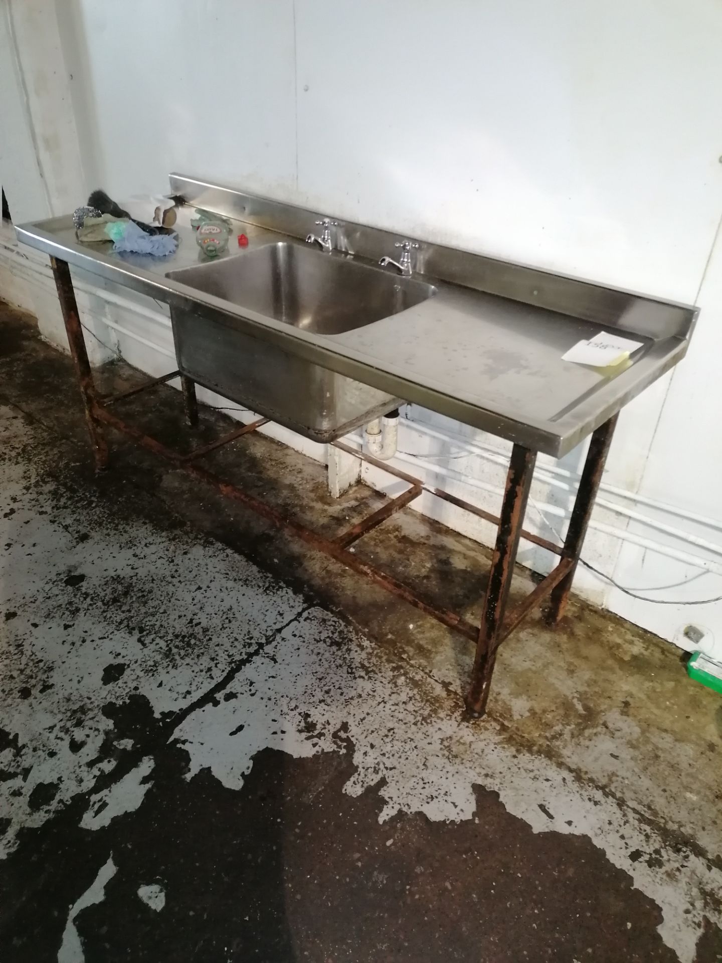 Stainless Steel Twin Drainer Sink Unit With Taps Length 182cm x Width 60cm x Height 86cm
