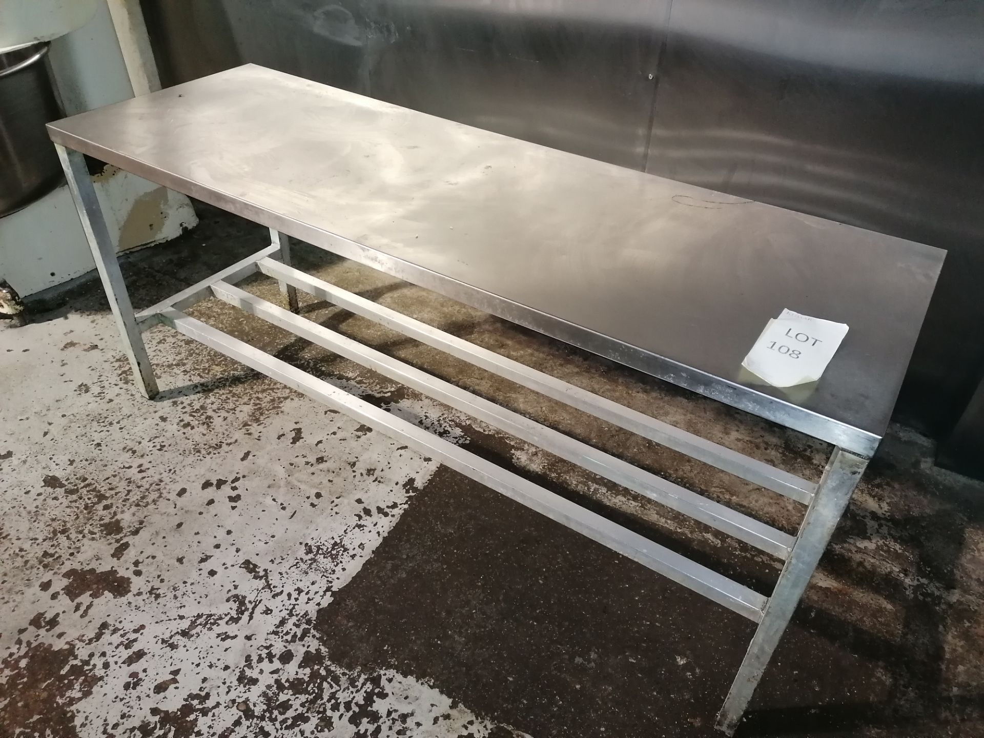 Stinless Steel Preperation Table With Aluminium Frame, Length 183cm Width 91cm Height 83cm