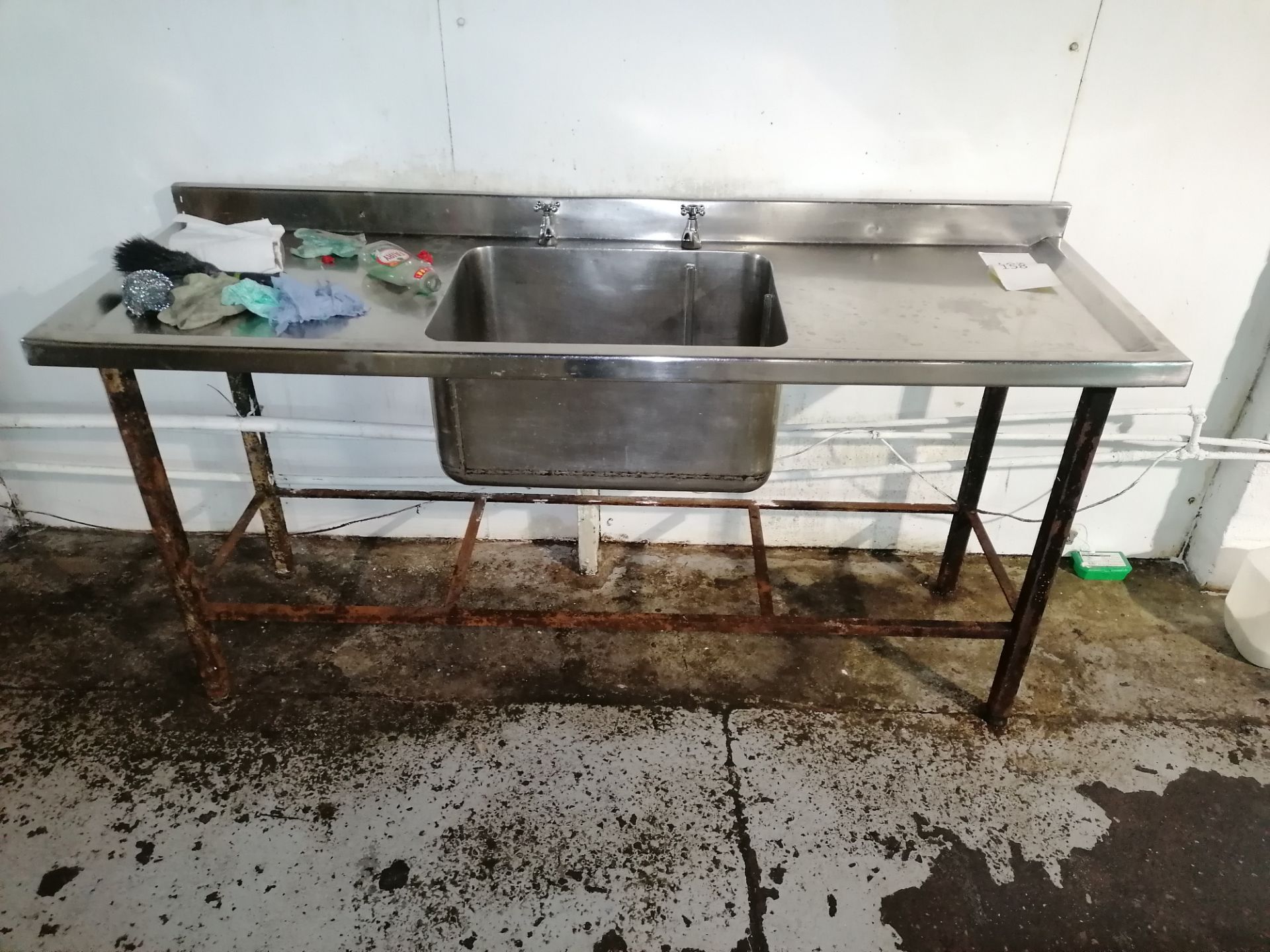Stainless Steel Twin Drainer Sink Unit With Taps Length 182cm x Width 60cm x Height 86cm - Image 3 of 4