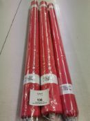 3 x New red fabric rolls. Item No 1215/1218 Estimated linear meters 74.5