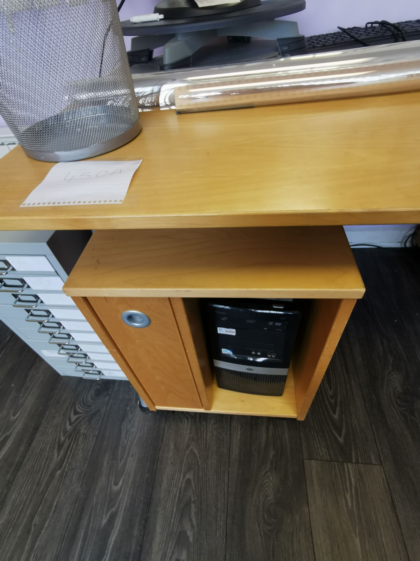 Beechwood effect office desk with 2 x cabimets under.Does not include any other items - Please - Image 2 of 4