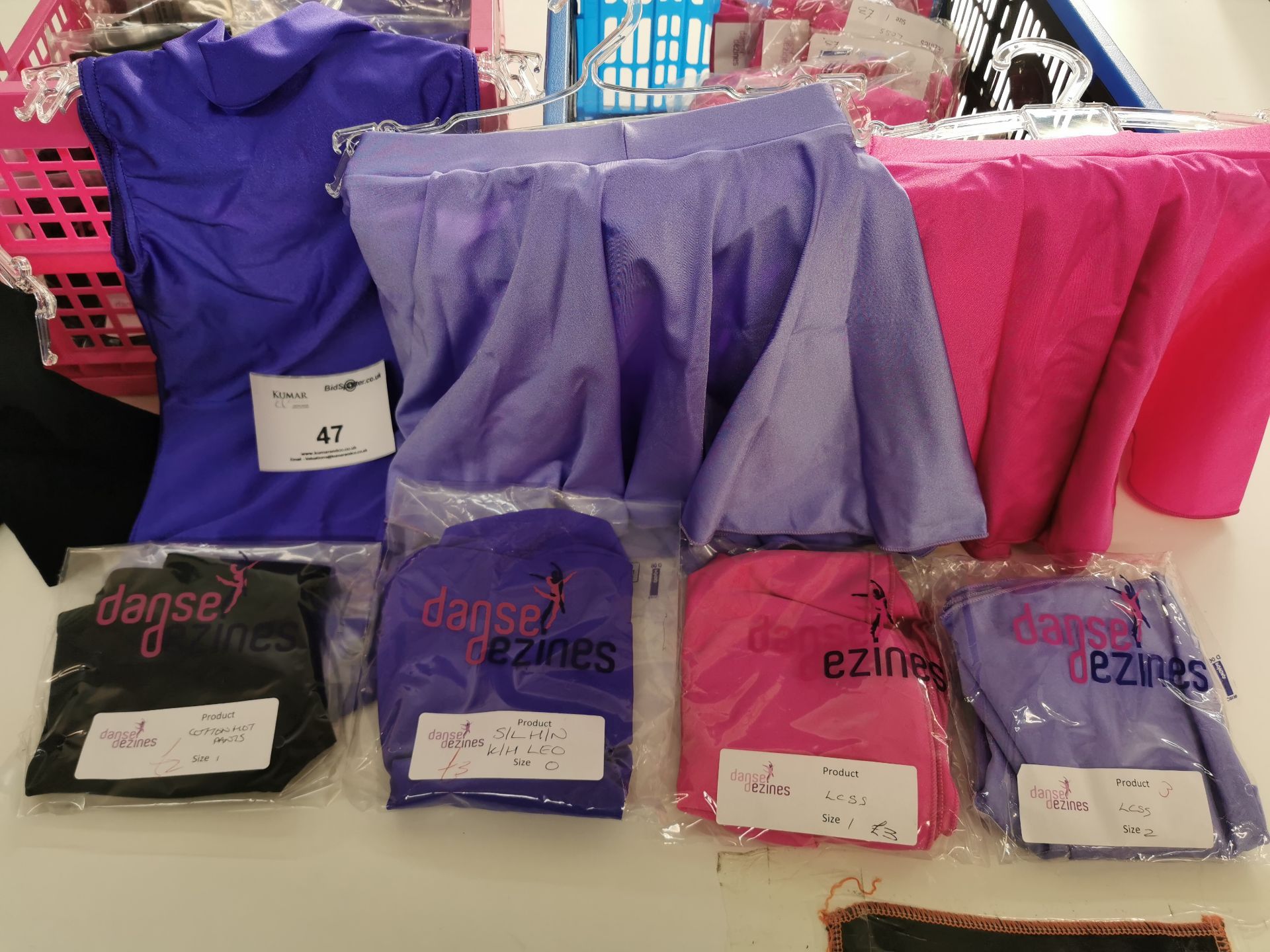 47pc x Cotton black hot pants , Purple leotard , Pink and purple skirts - Various sizes - Image 4 of 4