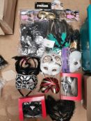 300+ Estimated 1920's masquerade masks and accessories.2 large boxes