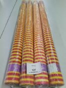 4 X New rolls red and yellow fabric Colour No5 Design No 1. Estimated Linear Meters 100