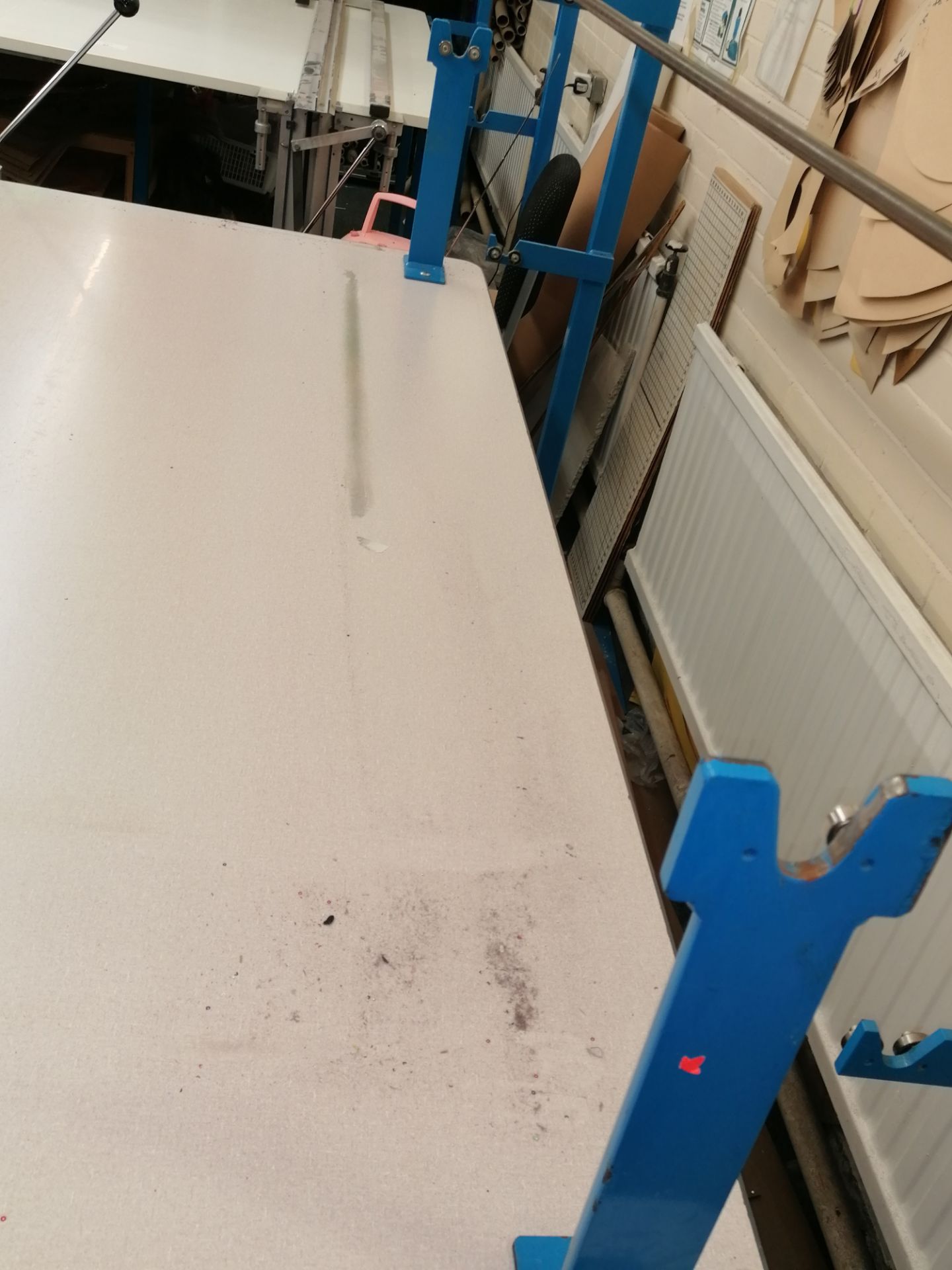 Large fabric cutting table Lenth 366cm x Width 214cm x Height 90cm with fabric roll stand ,fabric - Image 4 of 9